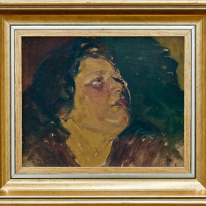 2038 a-h autor ignacy pinkas, głowa w świetle lampy naftowej, olej dykta, 21,5x26,5, fot. msz