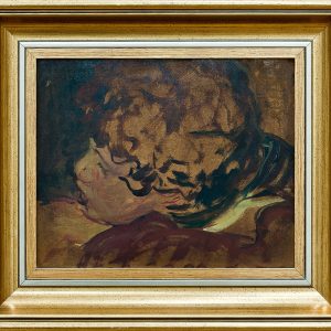 2040 a-h autor ignacy pinkas, główka dziecka, 1920, olej tektura, 22x27 cm.