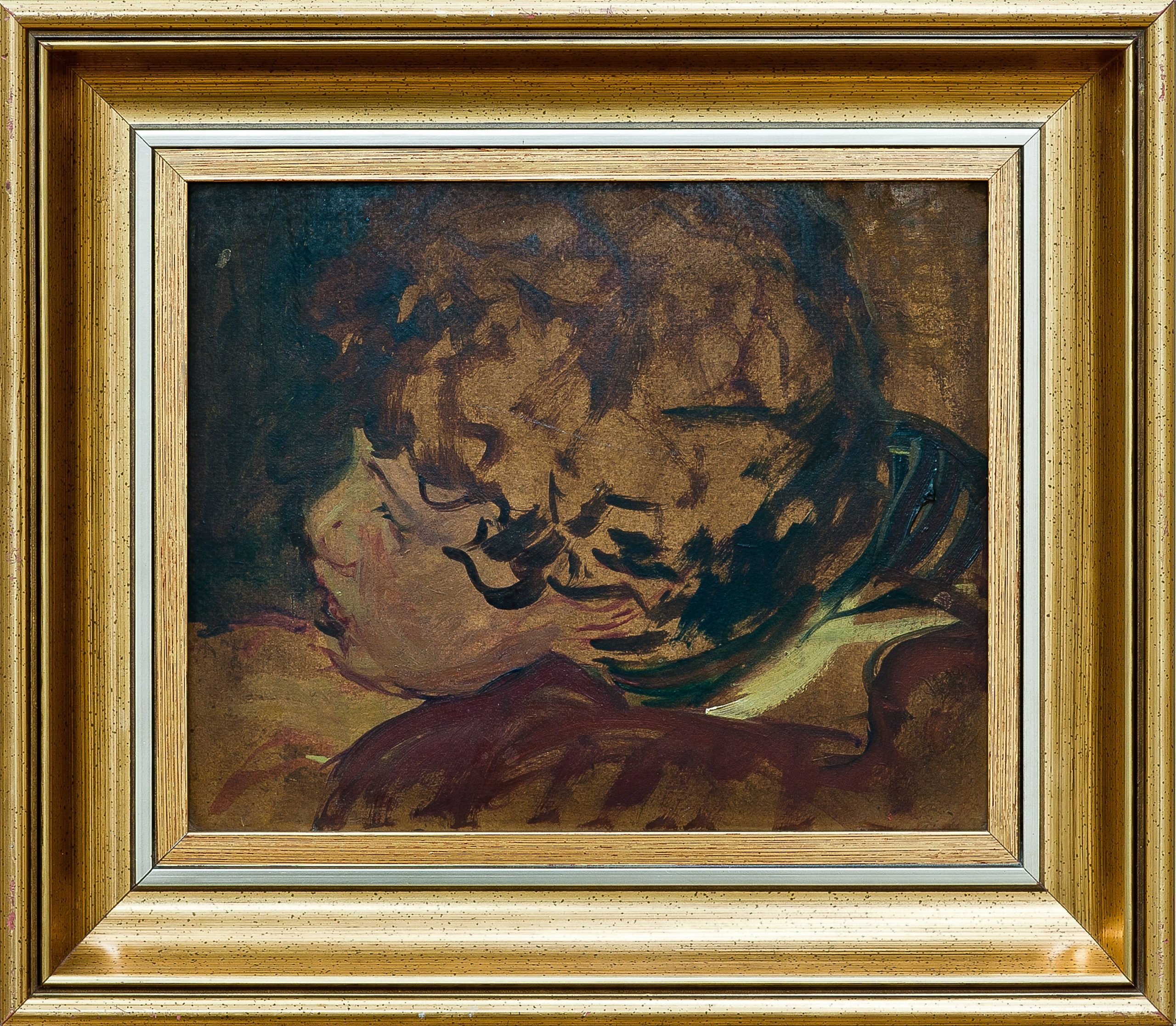 2040 a-h autor ignacy pinkas, główka dziecka, 1920, olej tektura, 22x27 cm.