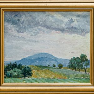 2110 ah autor ignacy pinkas, pejzaż bystra na Śląsku, 1931, olej dykta, 22x27 cm