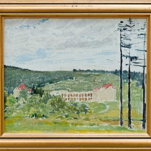 2111 ah autor ignacy pinkas, sanatorium w bystrej na Śląsku, 1931, olej dykta, 27x22 cm