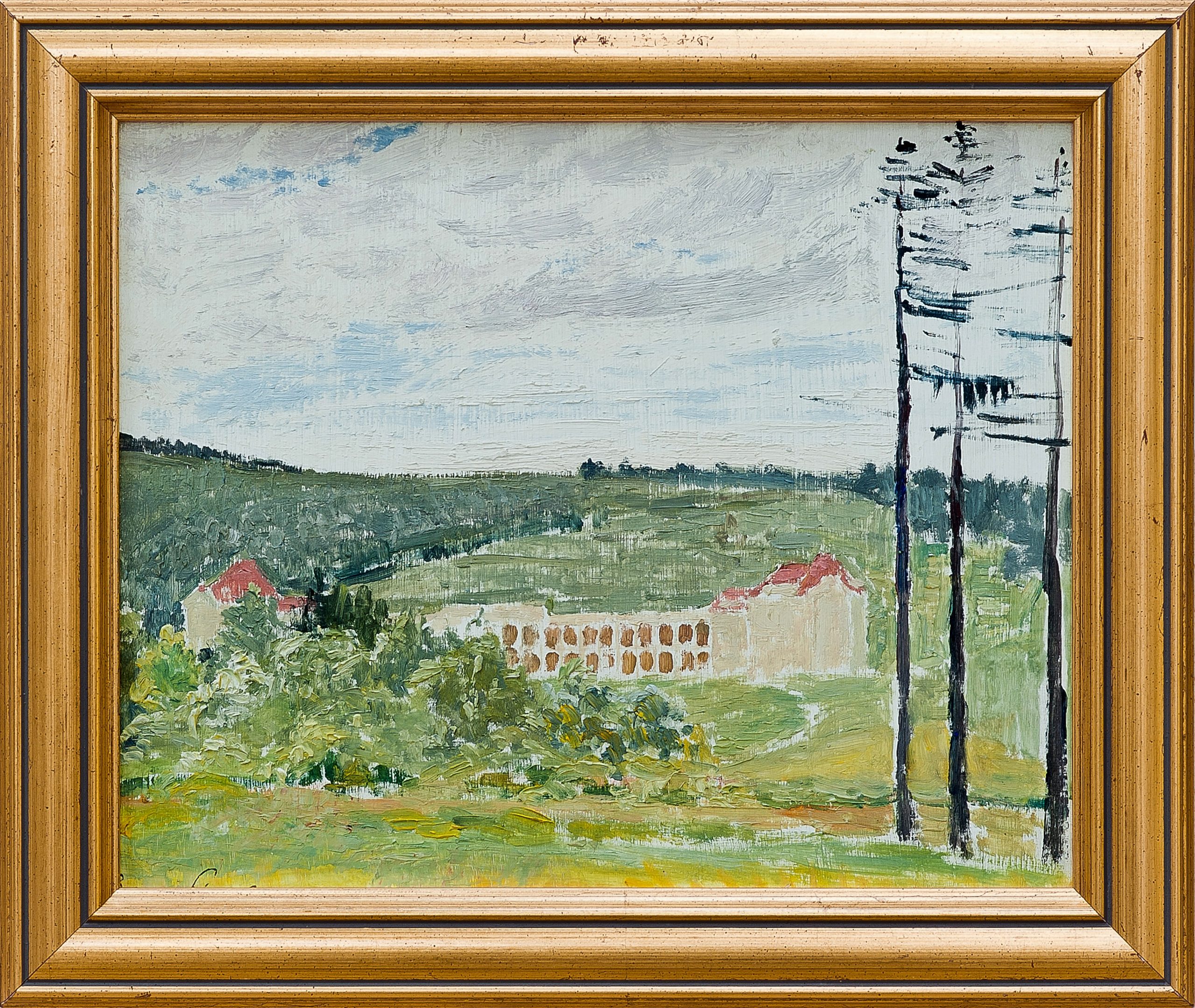 2111 ah autor ignacy pinkas, sanatorium w bystrej na Śląsku, 1931, olej dykta, 27x22 cm