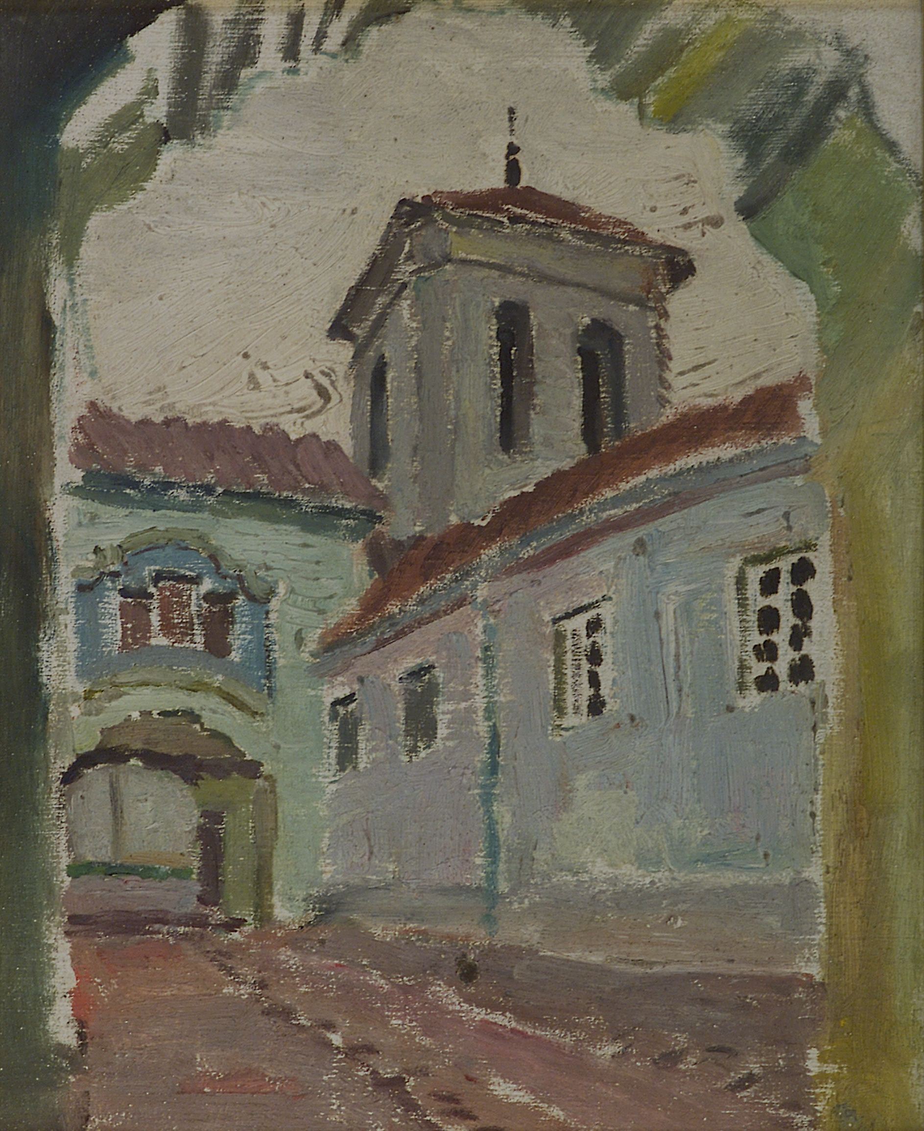 2115 ah autor ignacy pinkas, architektura wilno, 1928, olej dykta, 22x27 cm.