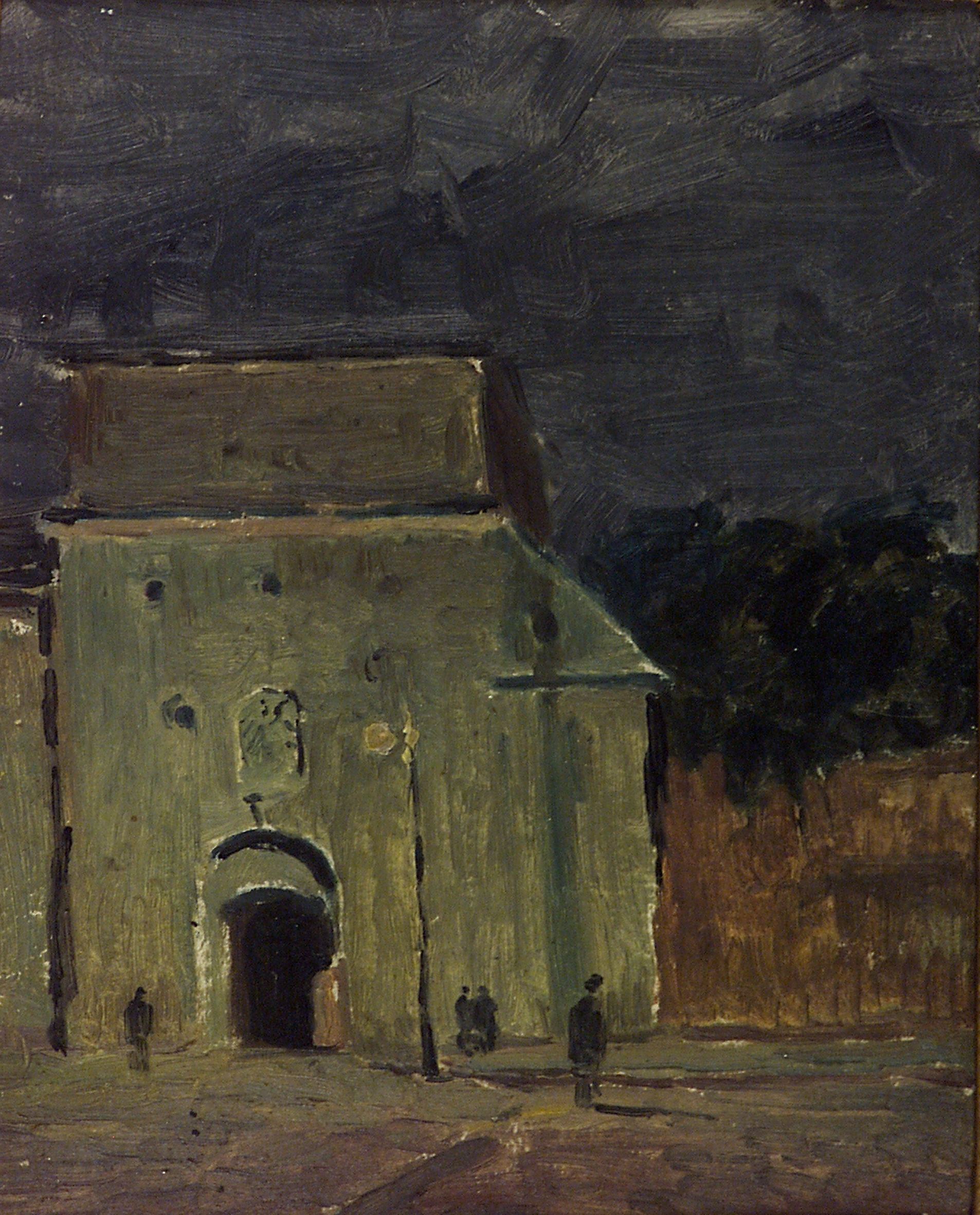 2132 ah autor ignacy pinkas, ostra brama - wilno, 1928, olej dykta, 22x27 cm.