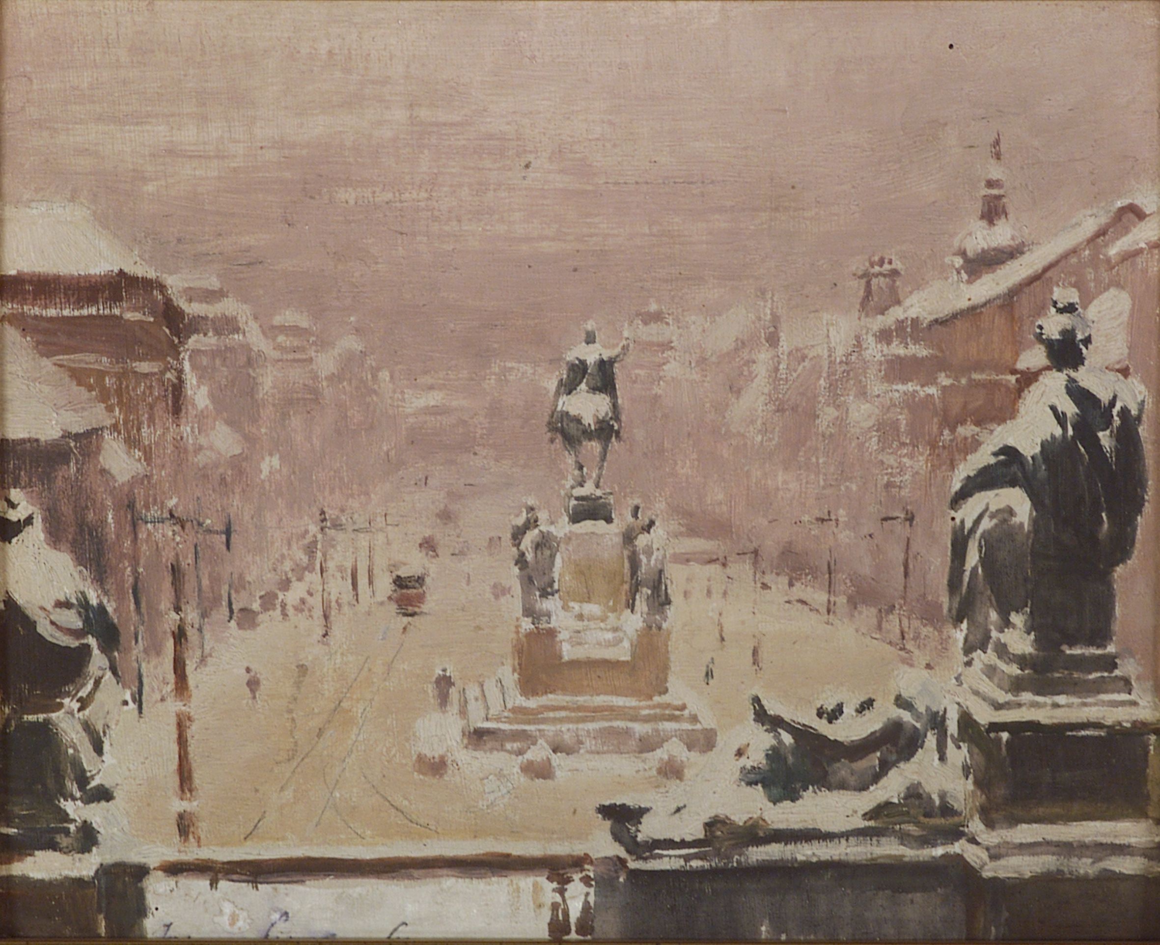 2135 ah autor ignacy pinkas, václavské náměstí praga, 1925, olej dykta, 22x27 cm.