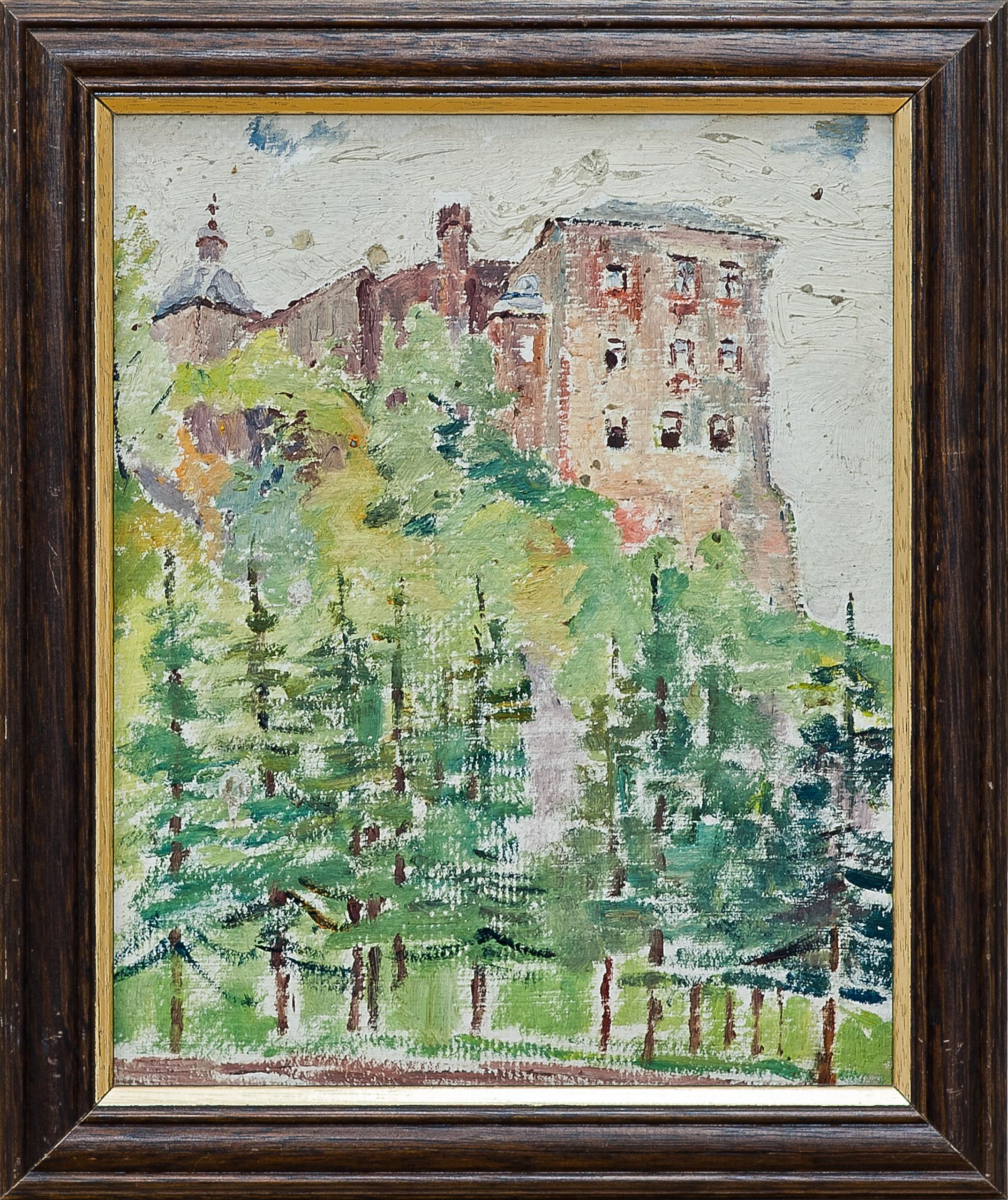 2143 ah autor ignacy pinkas, pieskowa skała, 1932, olej dykta, 27x22 cm.