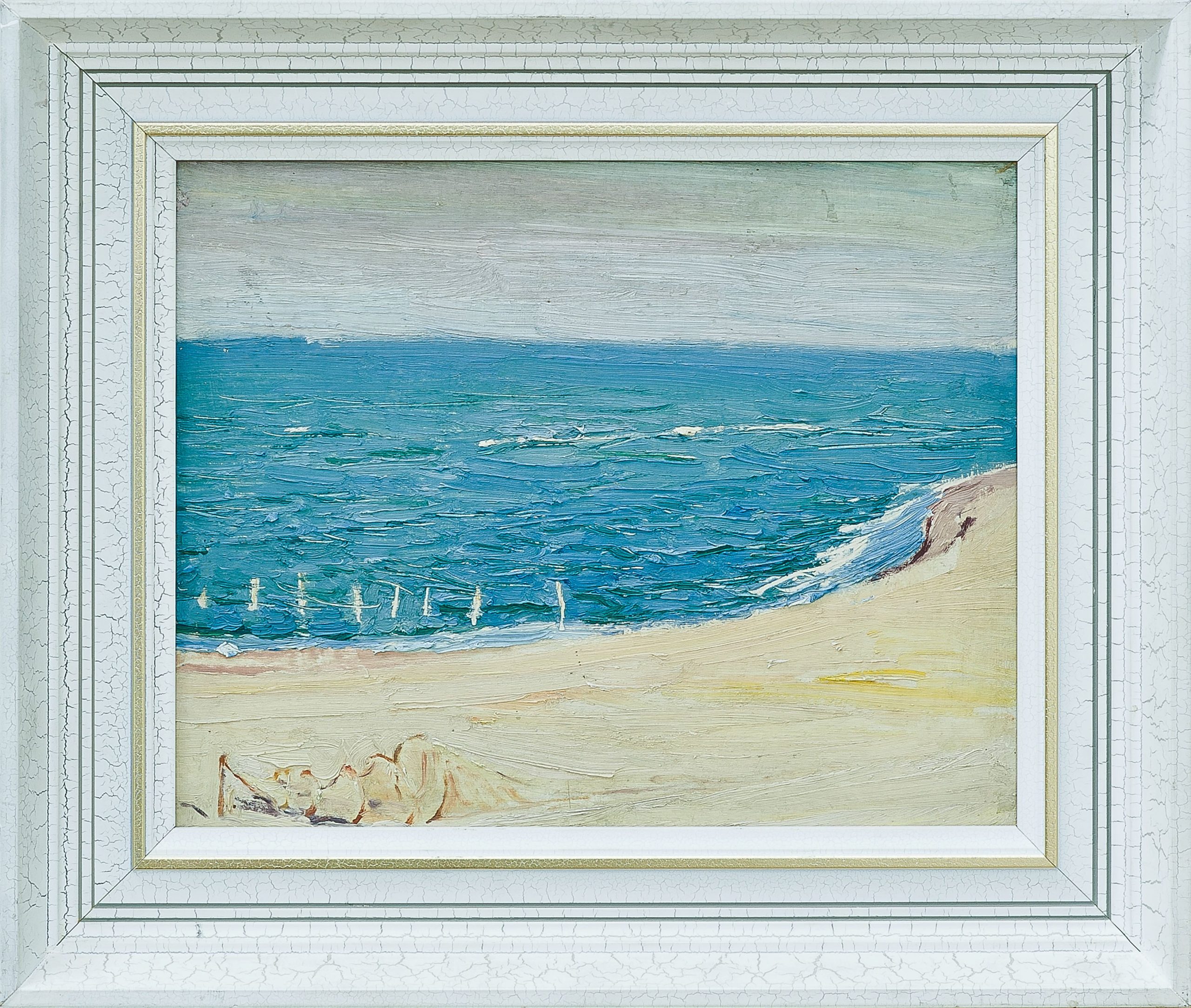 2148 ah autor ignacy pinkas, brzeg morski jastarnia, 1933, olej dykta, 22x27 cm, fot. msz