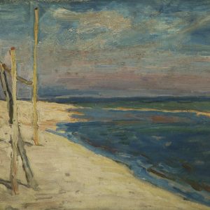 2150 ah autor ignacy pinkas, jastarnia plaża, 1933, olej dykta, 27x22 cm.