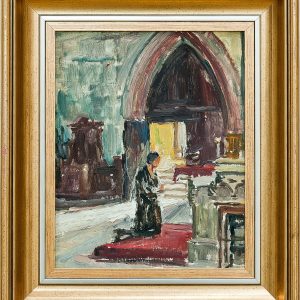 2151 ah autor ignacy pinkas, kościół franciszkanów w krakowie wnętrze, olej dykta, 27x22 cm.