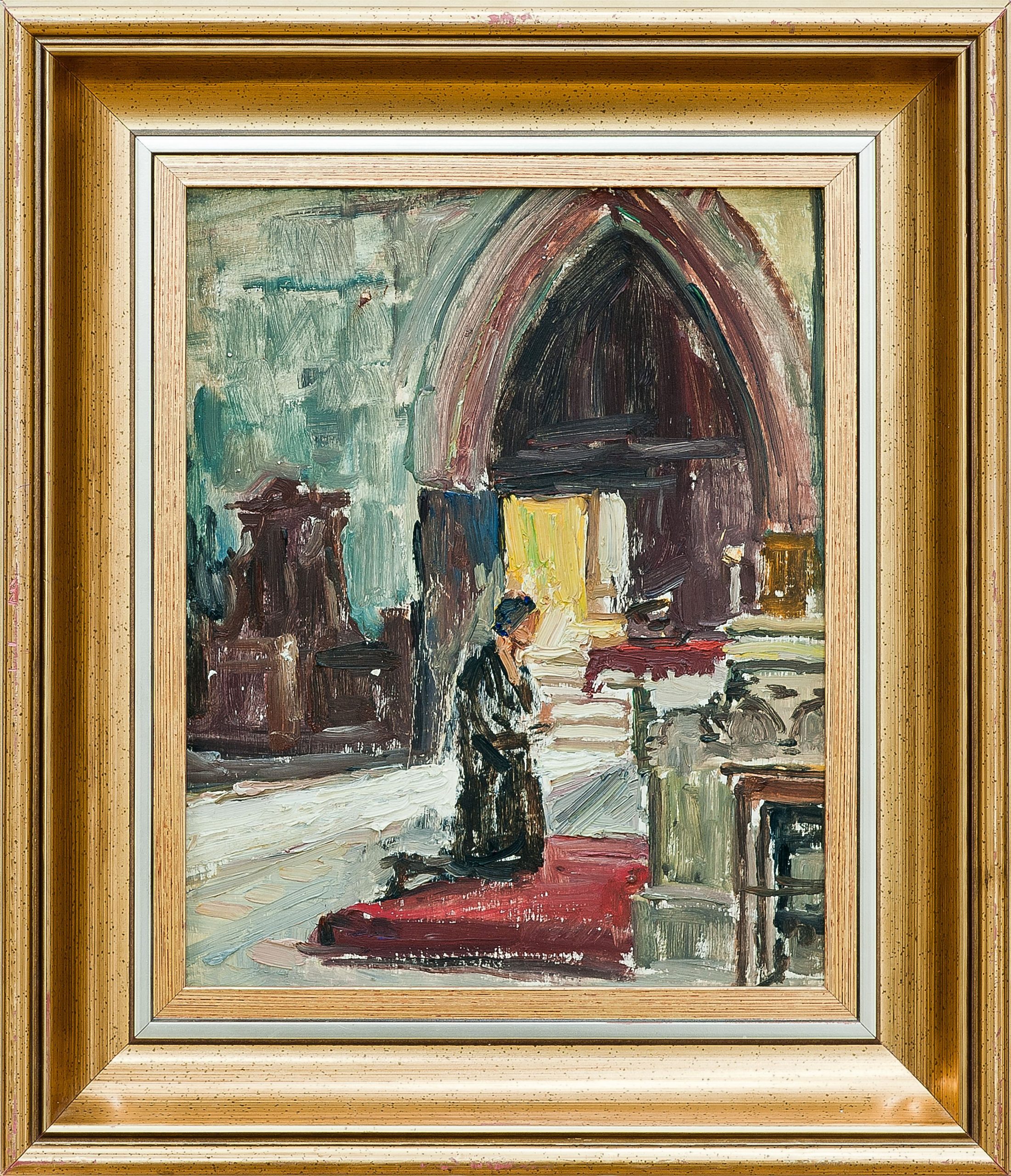 2151 ah autor ignacy pinkas, kościół franciszkanów w krakowie wnętrze, olej dykta, 27x22 cm.
