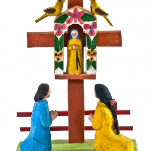 2153 etnografia - kapliczka przydrożna, marian stasik, brzeziny, 1983 r., wys. 29,4 cm, szer. 21,5 cm, gł. 12,7 cm