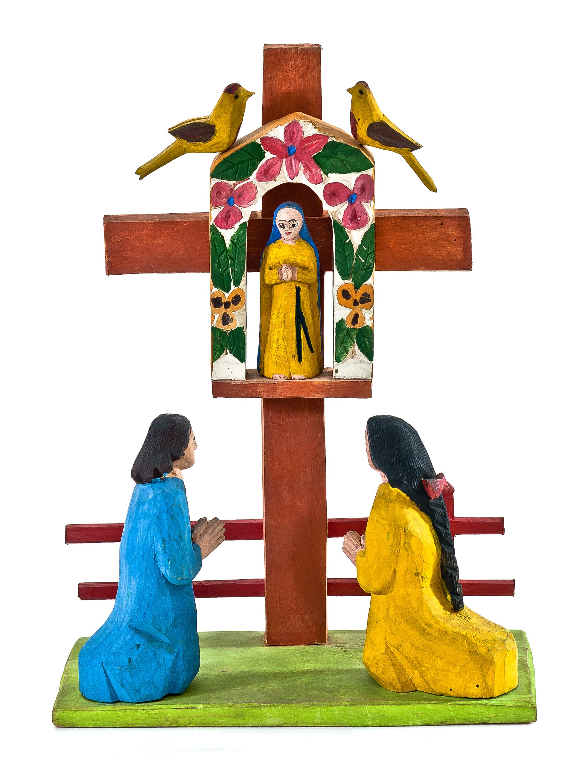 2153 etnografia - kapliczka przydrożna, marian stasik, brzeziny, 1983 r., wys. 29,4 cm, szer. 21,5 cm, gł. 12,7 cm