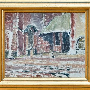 2154 ah autor ignacy pinkas, wejście boczne do kościoła mariackiego, 1934, olej dykta, 22x27, fot. msz