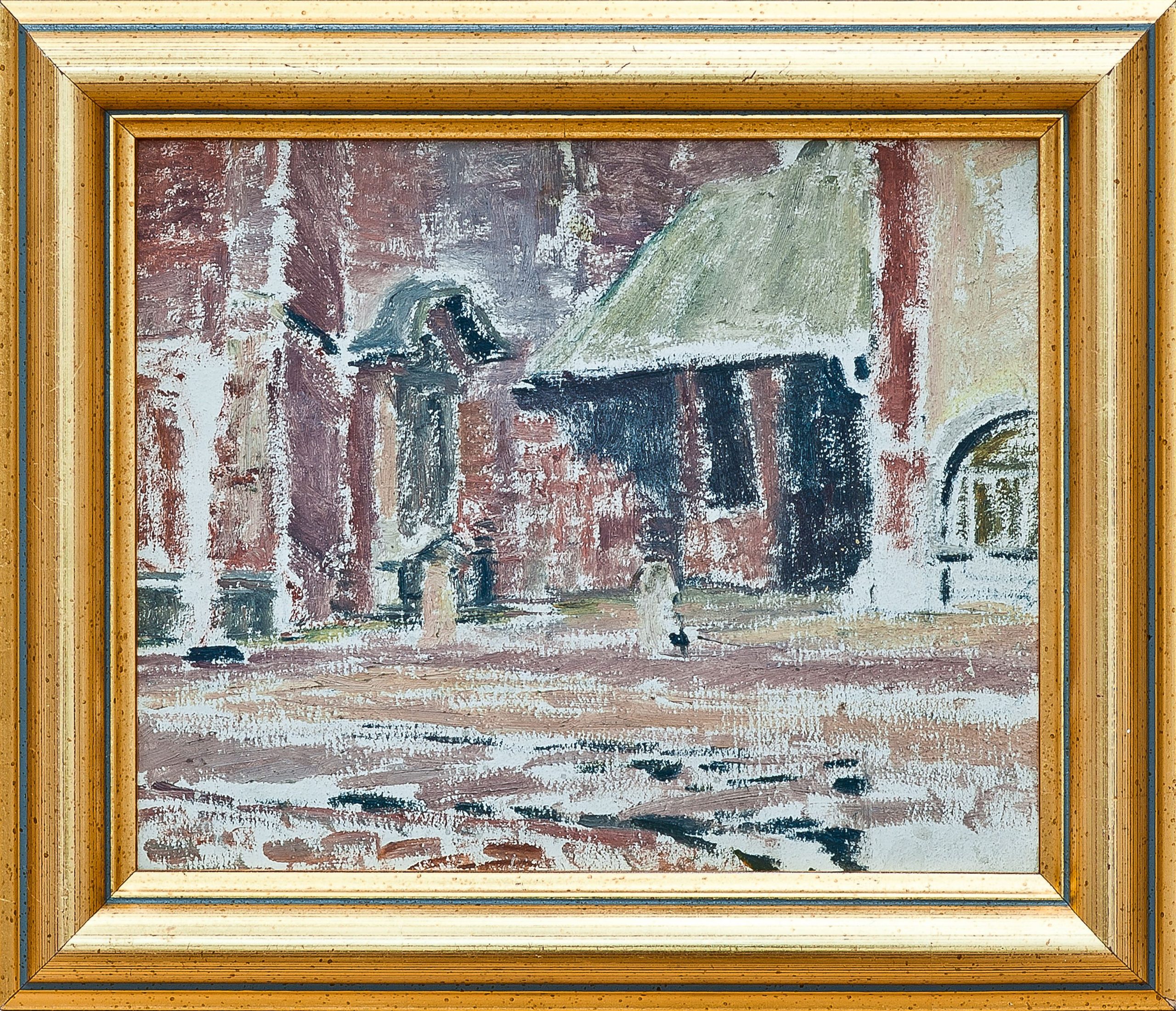 2154 ah autor ignacy pinkas, wejście boczne do kościoła mariackiego, 1934, olej dykta, 22x27, fot. msz