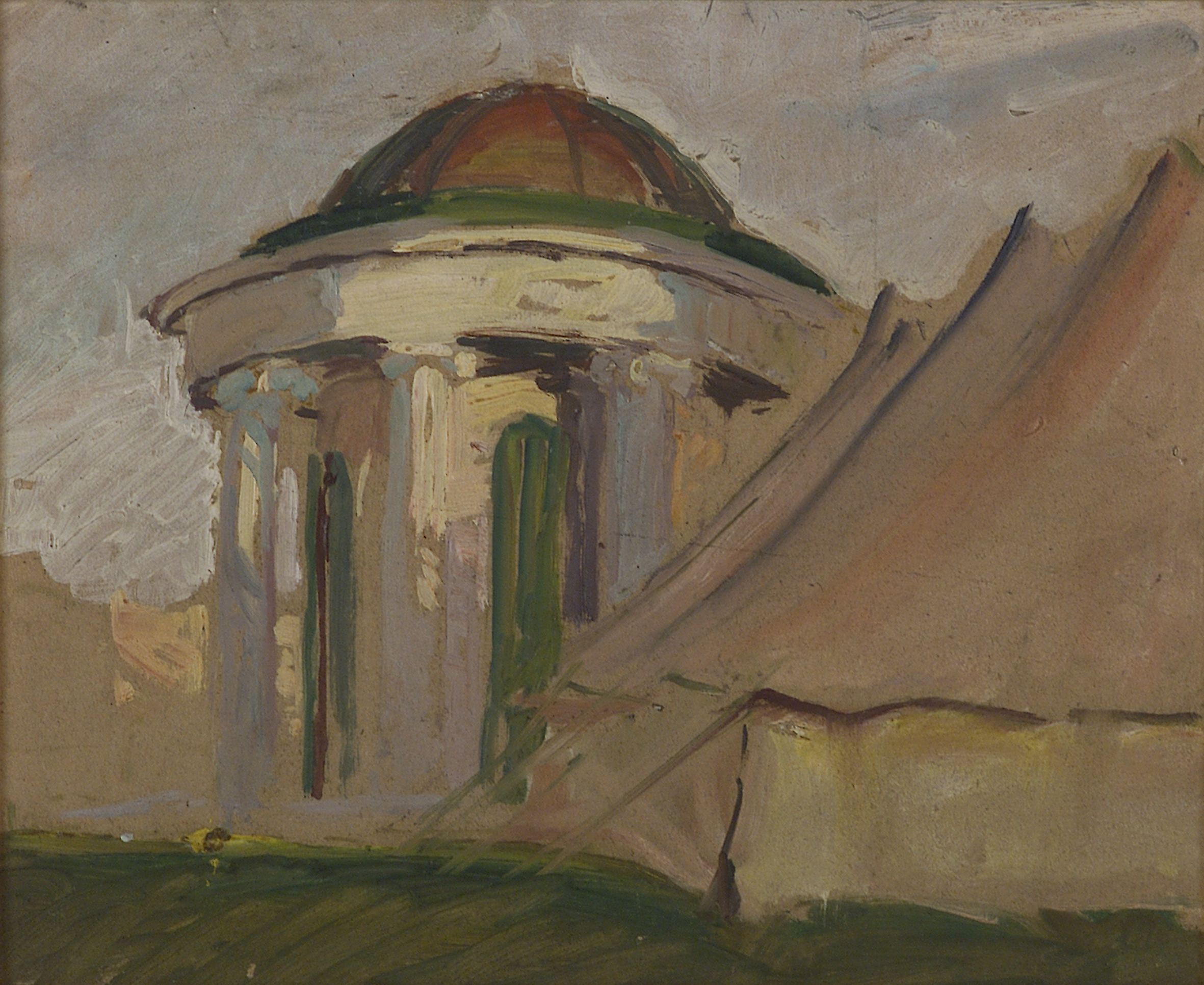 2177 ah autor ignacy pinkas, szkic z targó we lwowie, 1929, olej dykta, 27x22,