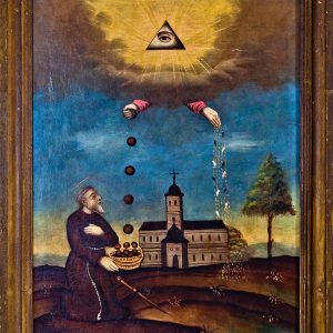 2210 etnografia - opatrzność boska, obraz, olej na płótnie, sprzed 1981 r., ze zbiorów stanisława kadyiego, wys. 80 cm, szer. 63 cm
