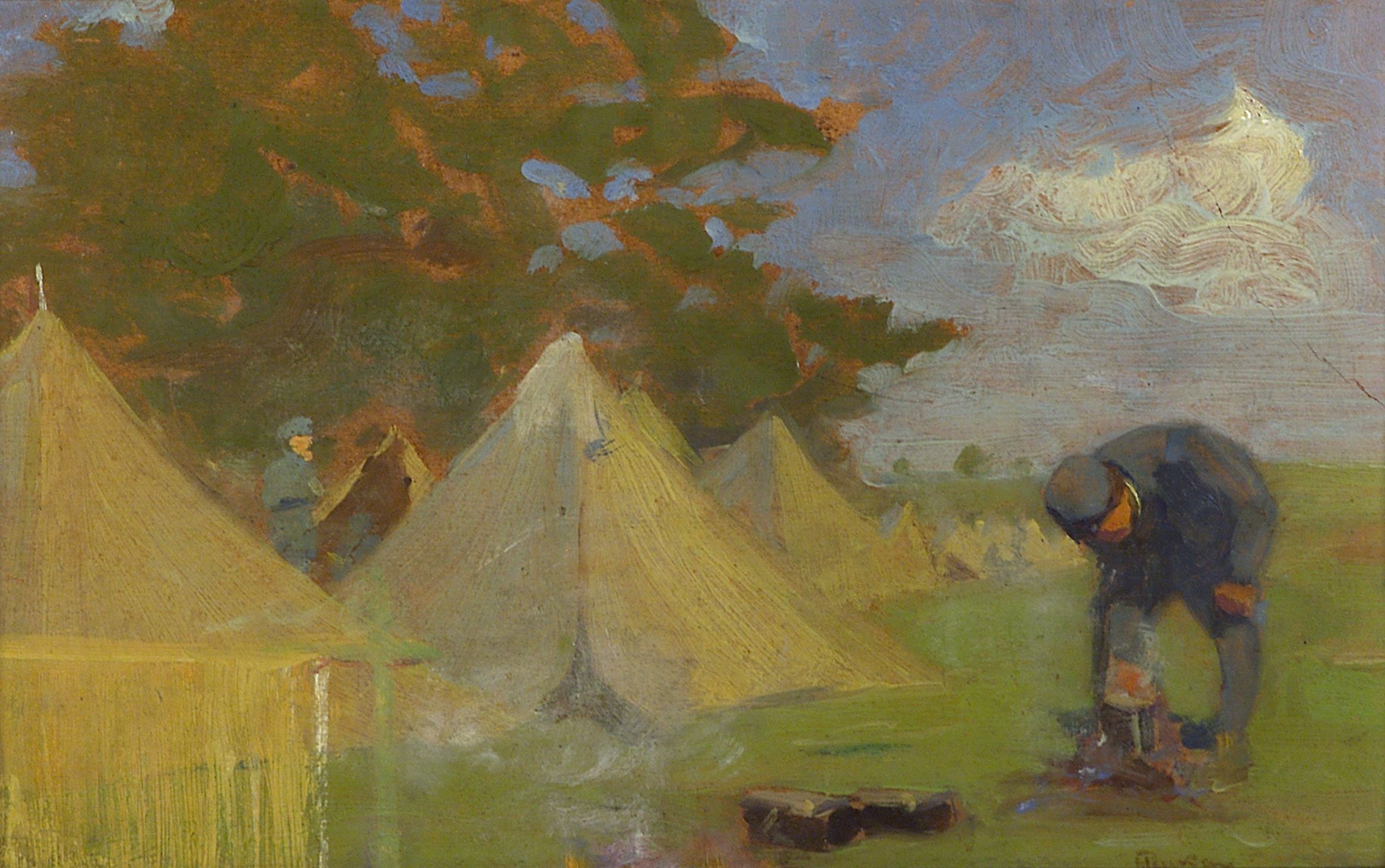 2385 AH autor Ignacy Pinkas, Linie Stachodu, 1916, olej dykta, 31x20, fot