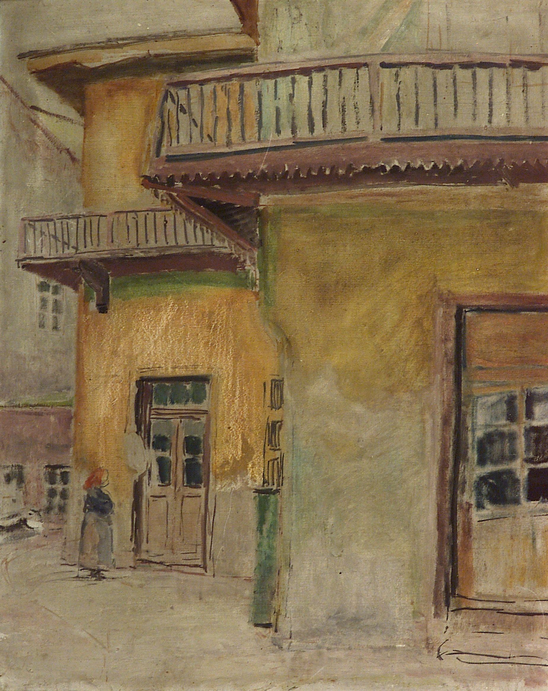 2396 AH autor Ignacy Pinkas, Kraków Kazimierz, olej dykta, 60x49, fot