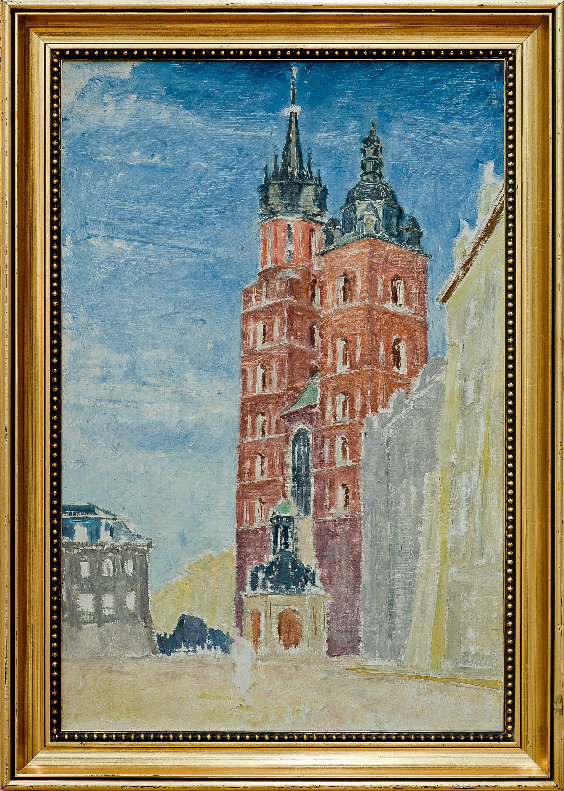 2403 AH autor Ignacy Pinkas, Kościół Mariaki Kraków, lata 30-te, olej dykta, 69x45, fot. MSz