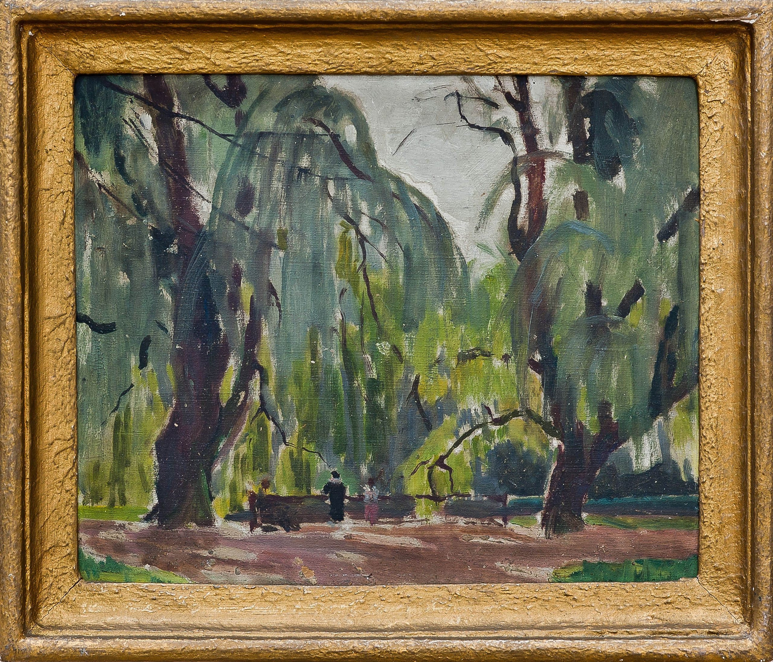 2410 AH autor Ignacy Pinkas, W parku Praga czeska, 1924, olej dykta, 22x27, fot. MSz