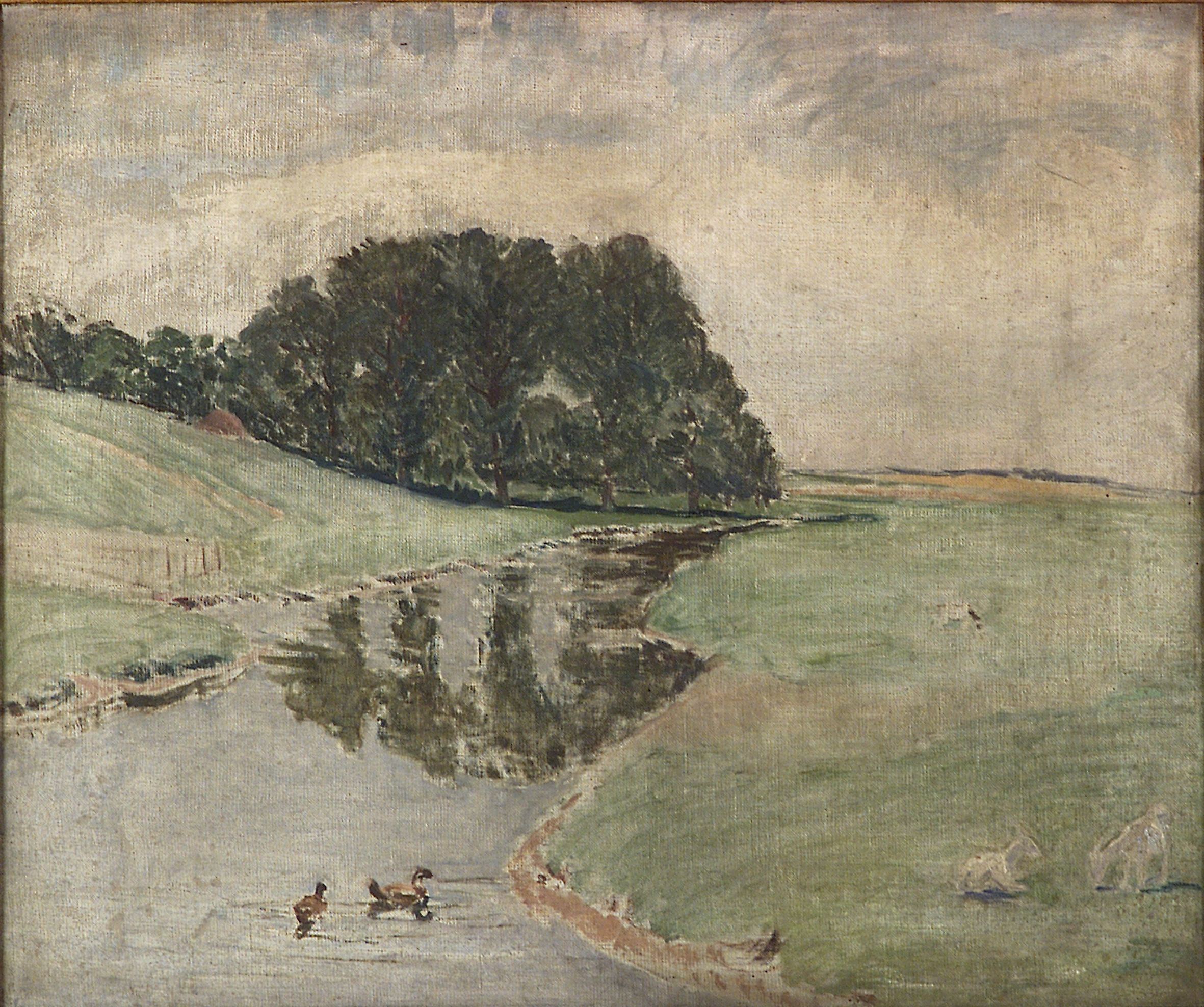 2414 AH autor Ignacy Pinkas, Pejzaż, olej dykta, 58x49, fot