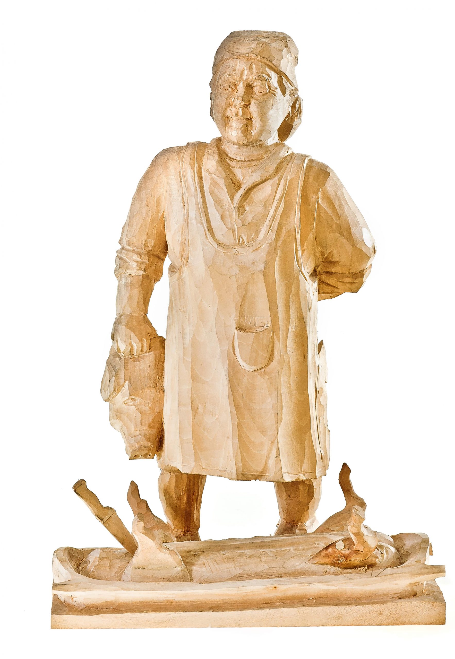 2431 etnografia - rzeźnik ipek, antoni bolek, załęże, 1999 r., 54,5 cm, szer. 36 cm, gł. 22 cm