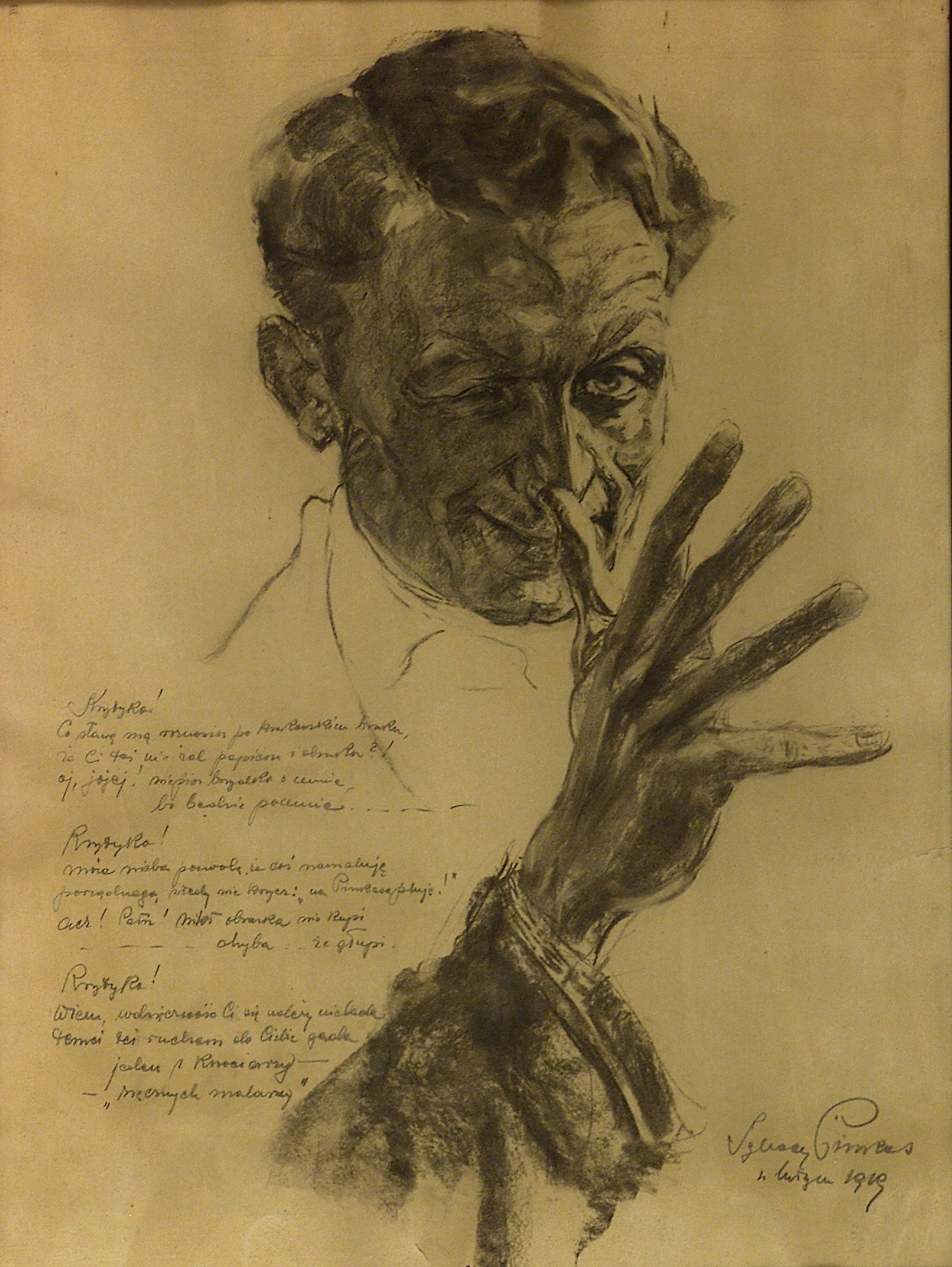 2438 AH autor Ignacy Pinkas, Autoportret, węgiel,66x50, fot