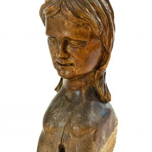2441 etnografia - popiersie dziewczyny, autor nieznany, kowalowy, sprzed 1914 r., 21 cm, szer. 7,2 cm, gł. 7,3 cm