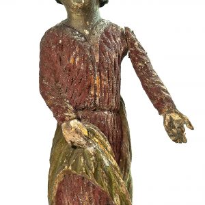 2481 etnografia - Święta - rzeźba w drewnie, pochodzenie nieznane, xix w., wys. 34 cm, szer. 10 cm, gł. 7 cm
