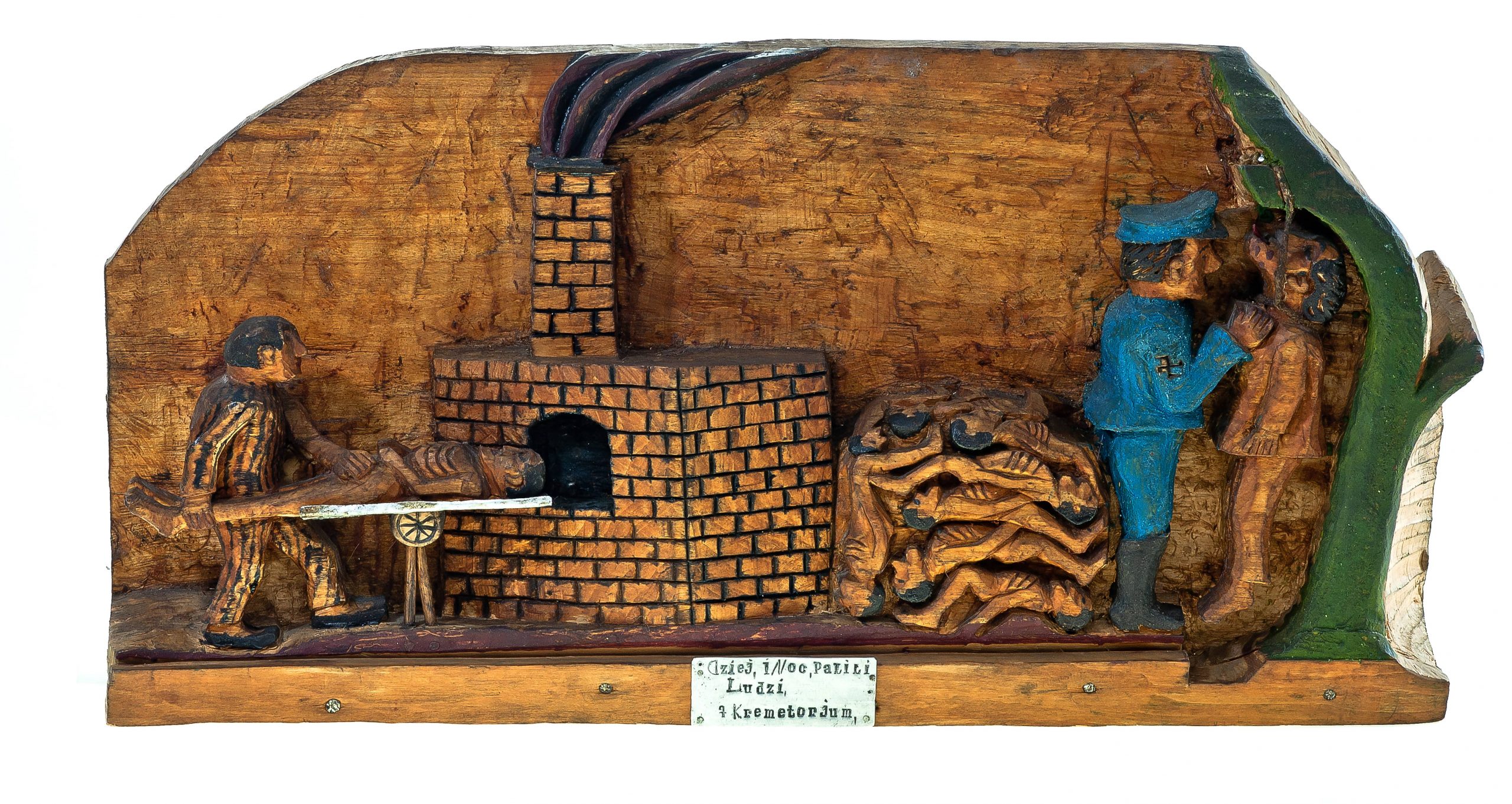 262 etnografia - krematorium, płaskorzeźba władysława chajca z kamienicy górnej, 1967 r., wys. 30,5 cm, szer. 61 cm, gł. 10 cm.