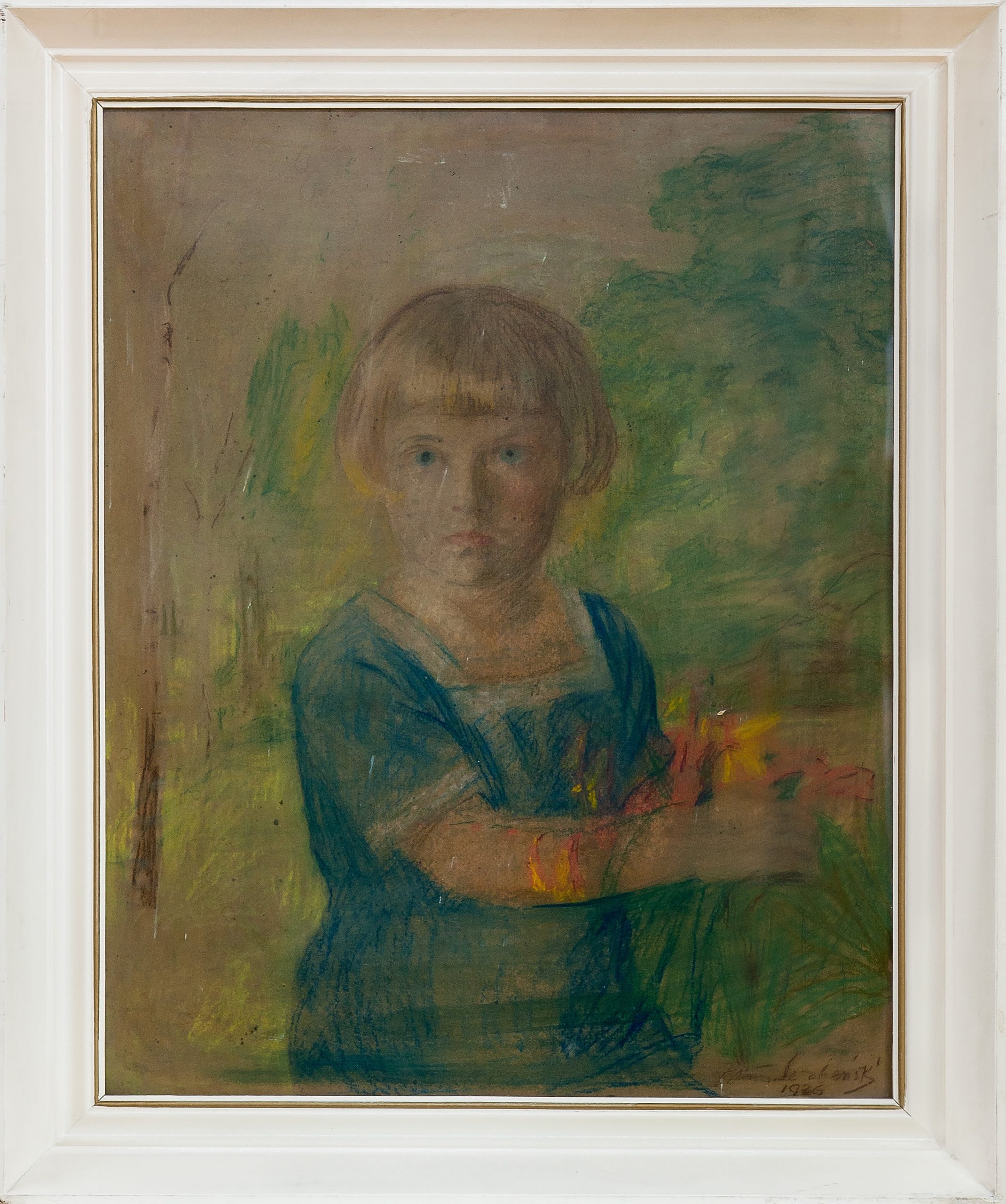 265 ah pastel  portret dziecka z rodziny romerów.