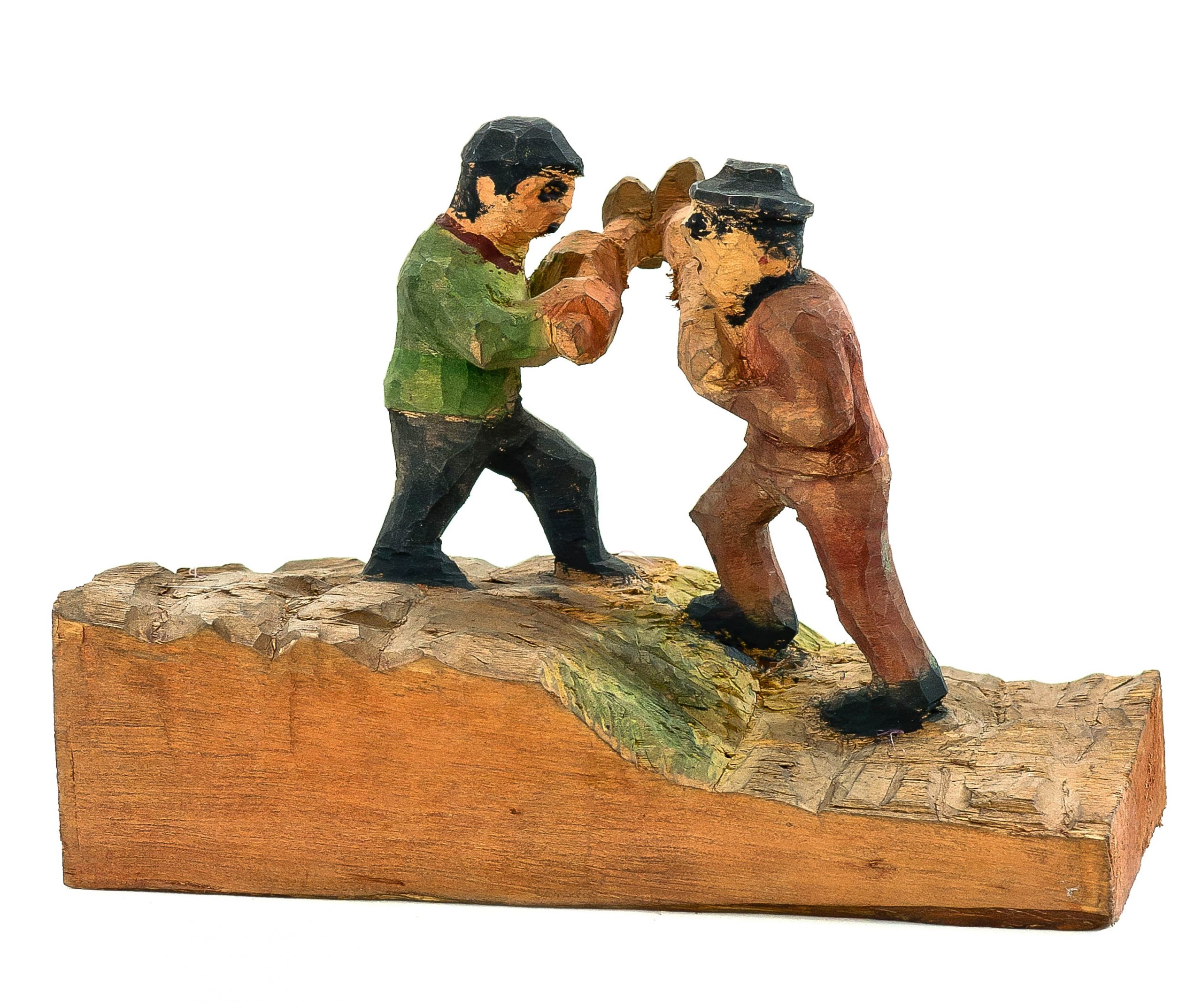 2675 etnografia - bitka o miedzę, stanisław augustyn, kamienica dolna, 1980 r., wys. 15 cm, szer. 21,5 cm, gł. 11, 2 cm  -min