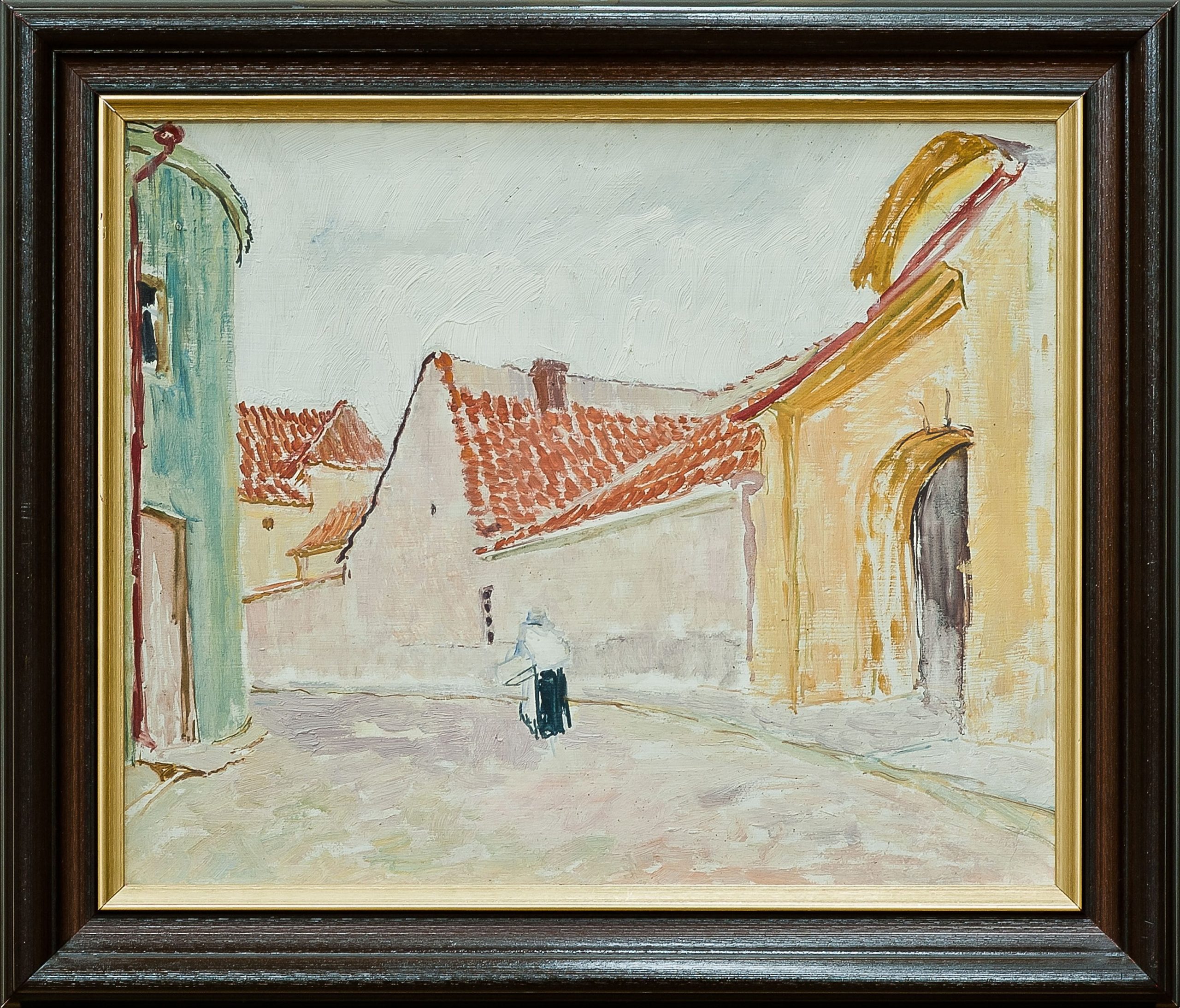 2753 AH autor Ignacy Pinkas, Zaułek miejski, 1920-30, olej dykta, 34x40,5, fot. MSz