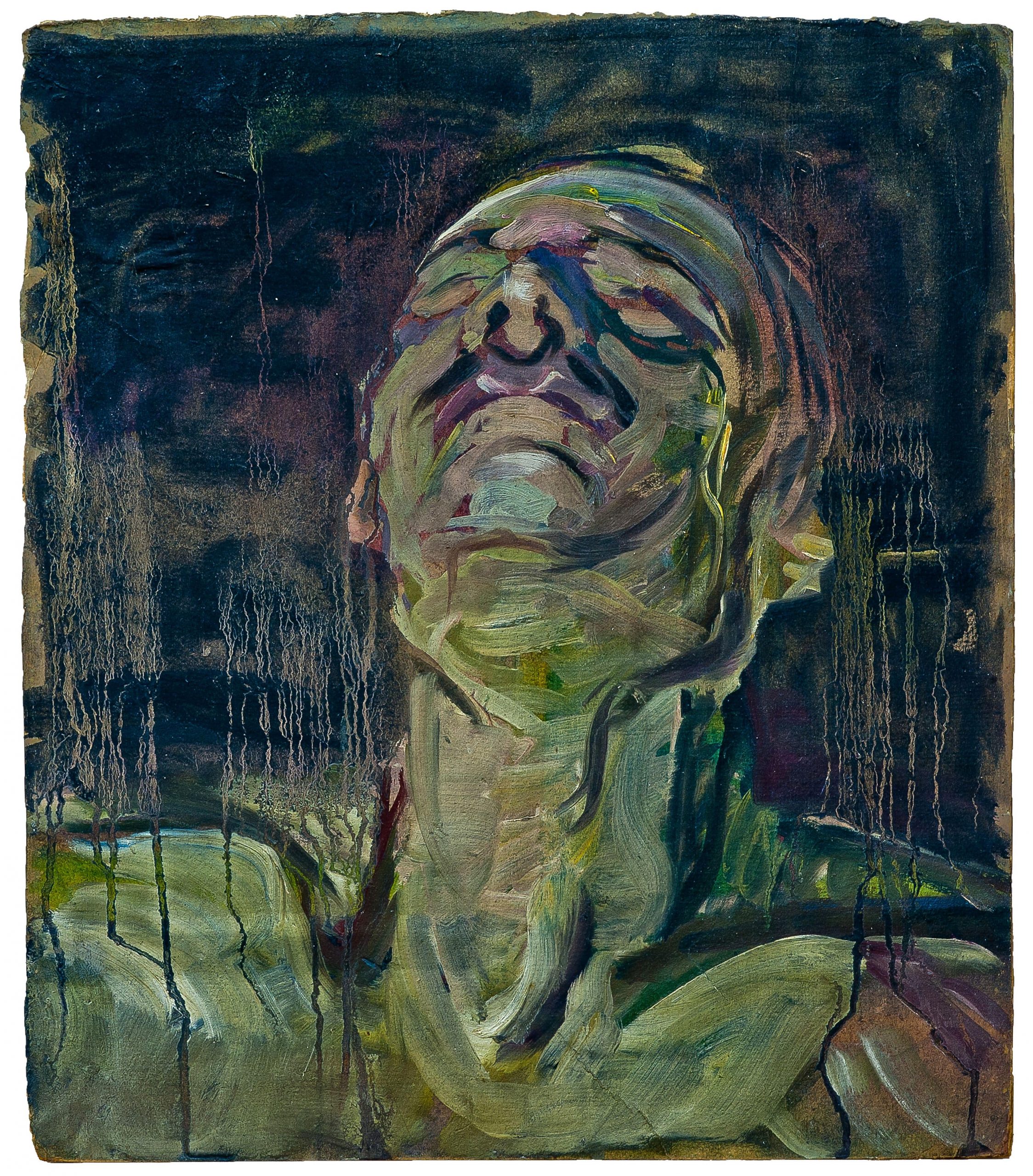 2755 AH autor Ignacy Pinkas, Głowa mężczyzny, technika mieszana tektura, 43,5x37,5, fot. MSz