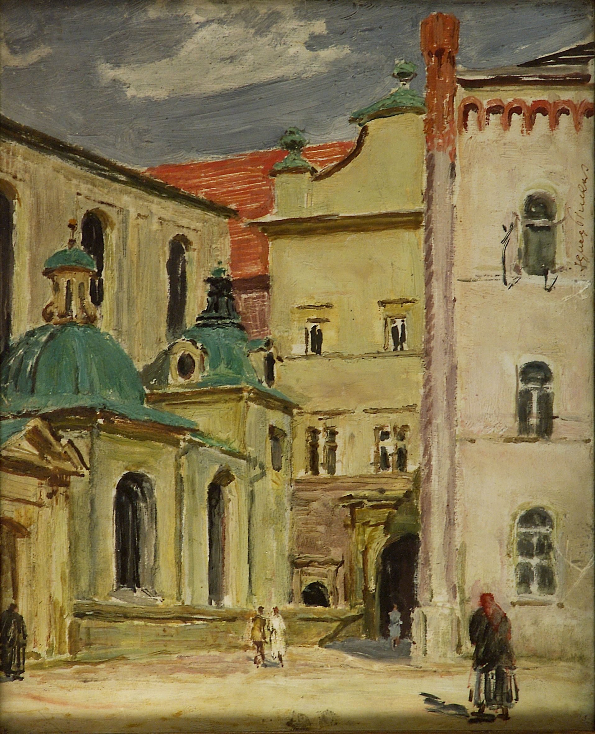 2761 AH autor Ignacy Pinkas, Wejście na dziedzinien wawelski, olej dykta, 27x22, fot