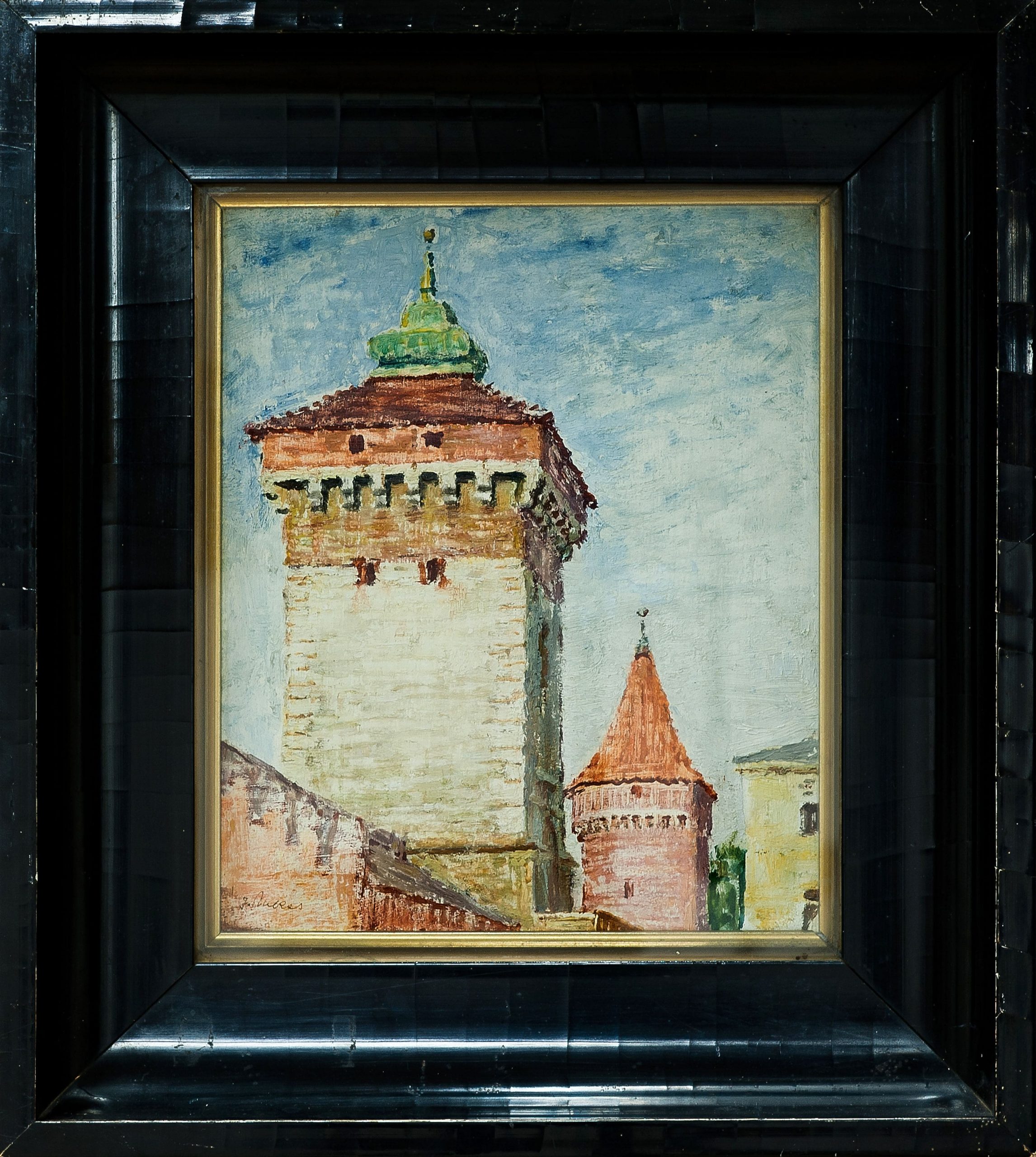 2764 AH autor Ignacy Pinkas, Brama Floriańska, olej dykta, 28,5x25, fot. MSz
