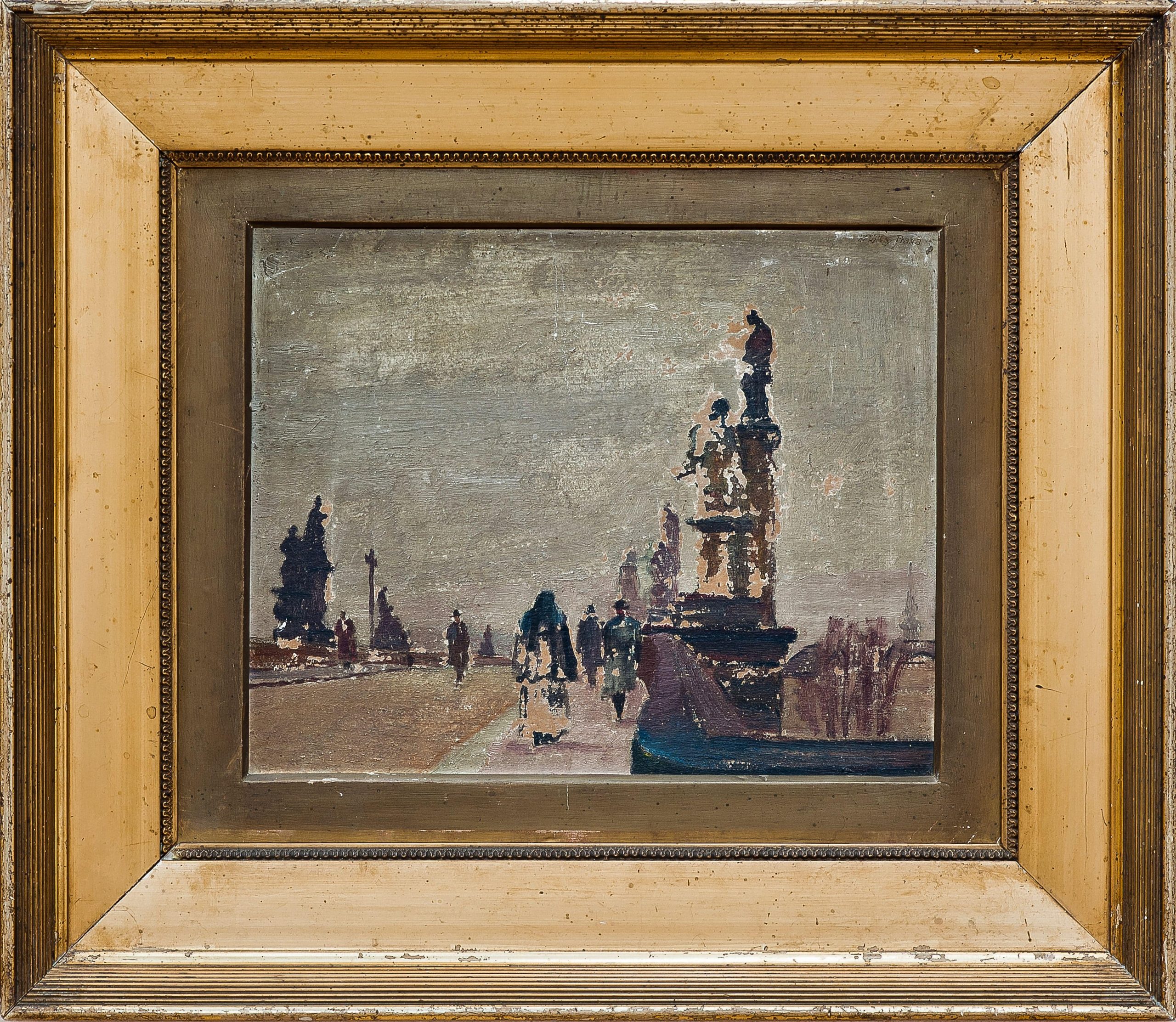2767 AH autor Ignacy Pinkas, Szkic do obrazu Mosta Karola w Pradze, 1925, olej tektura, 22x27, fot. MSz