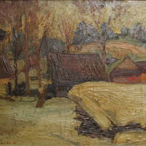 2906 ah, autor st. witowski-iskrzyniak, zima, olej na desce, 19,5x25,5 cm