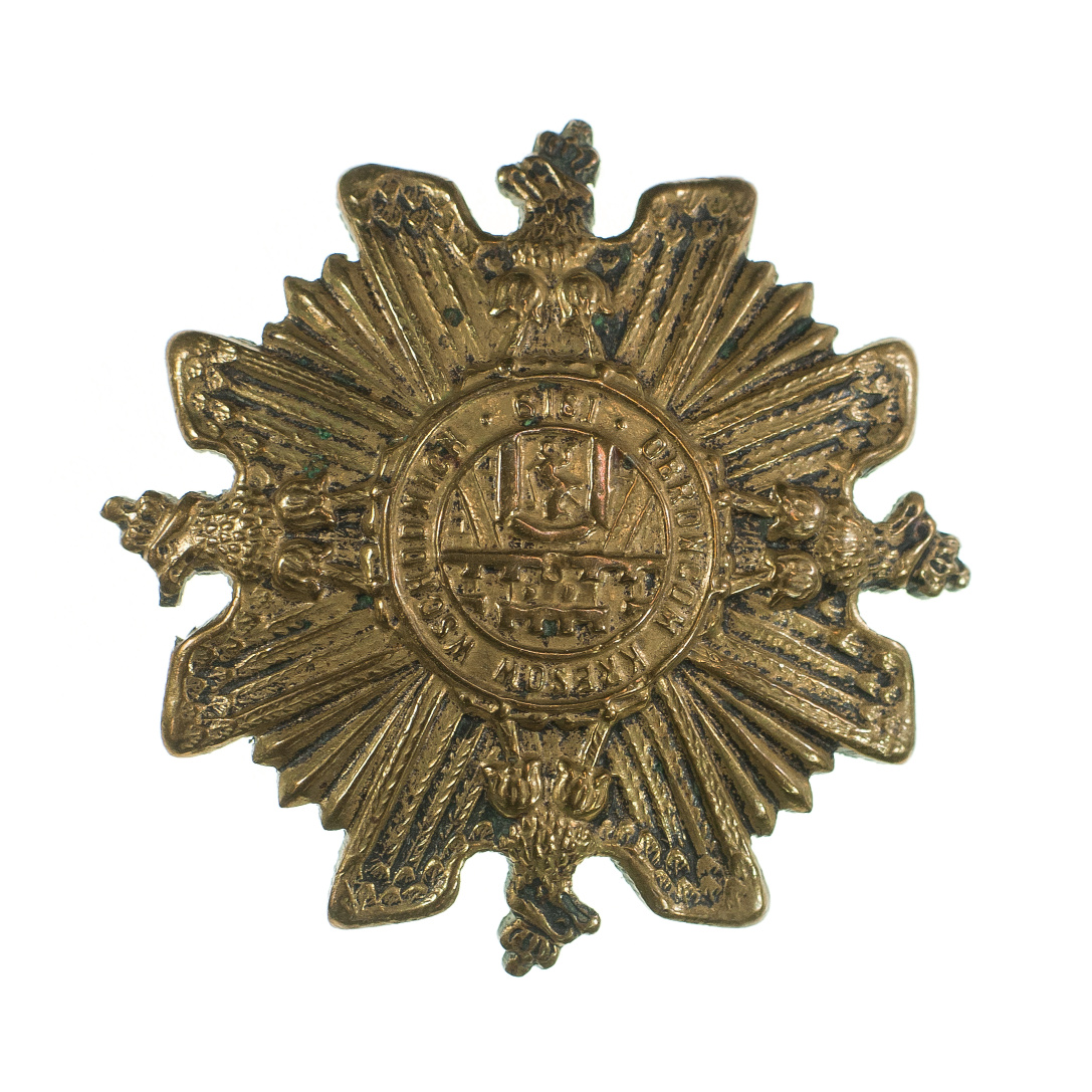 2963 ah odznaka orlęta lwowskie, tombak złocony, pocz xx w. śred.  4.4 cm.
