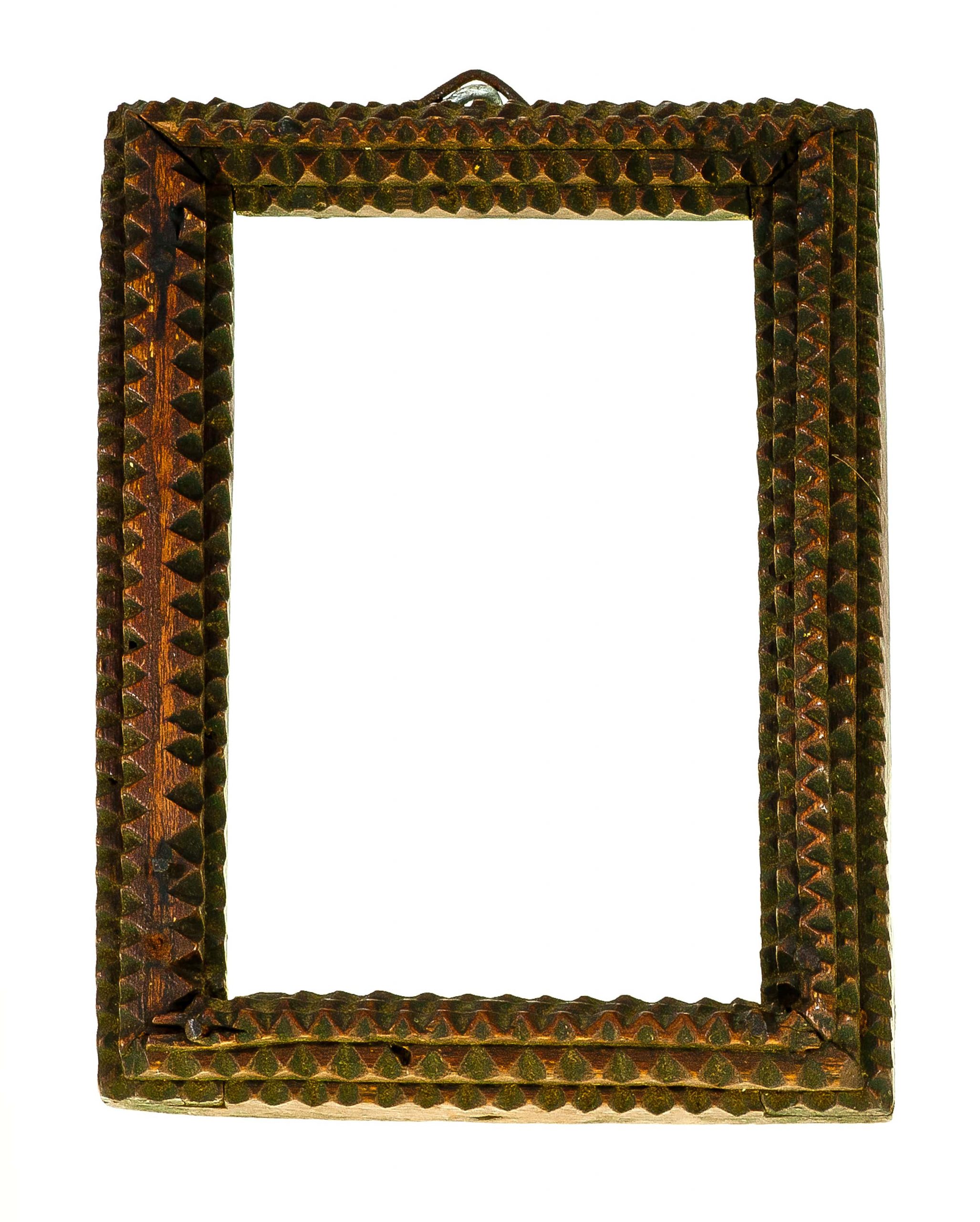 2990 etnografia - ramka, szerzyny, sprzed 1939 r., wys. 13,5 cm, szer. 10 cm, gł. 1,5 cm