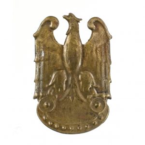 3060 ah orzeł gwardii ludowej, blacha mosiężna, przed 1945 r. 5,3x3,5 cm.