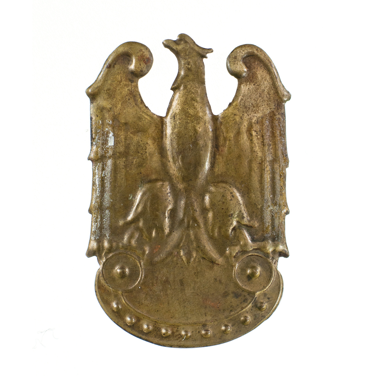 3060 ah orzeł gwardii ludowej, blacha mosiężna, przed 1945 r. 5,3x3,5 cm.