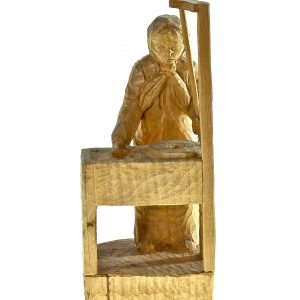 3097 etnografia - kobieta przy żarnach, rzeźba adama rąpały z jasła, 2007 r., wys. 28,7 cm, szer. 10,7 cm, gł. 11,5 cm  -min