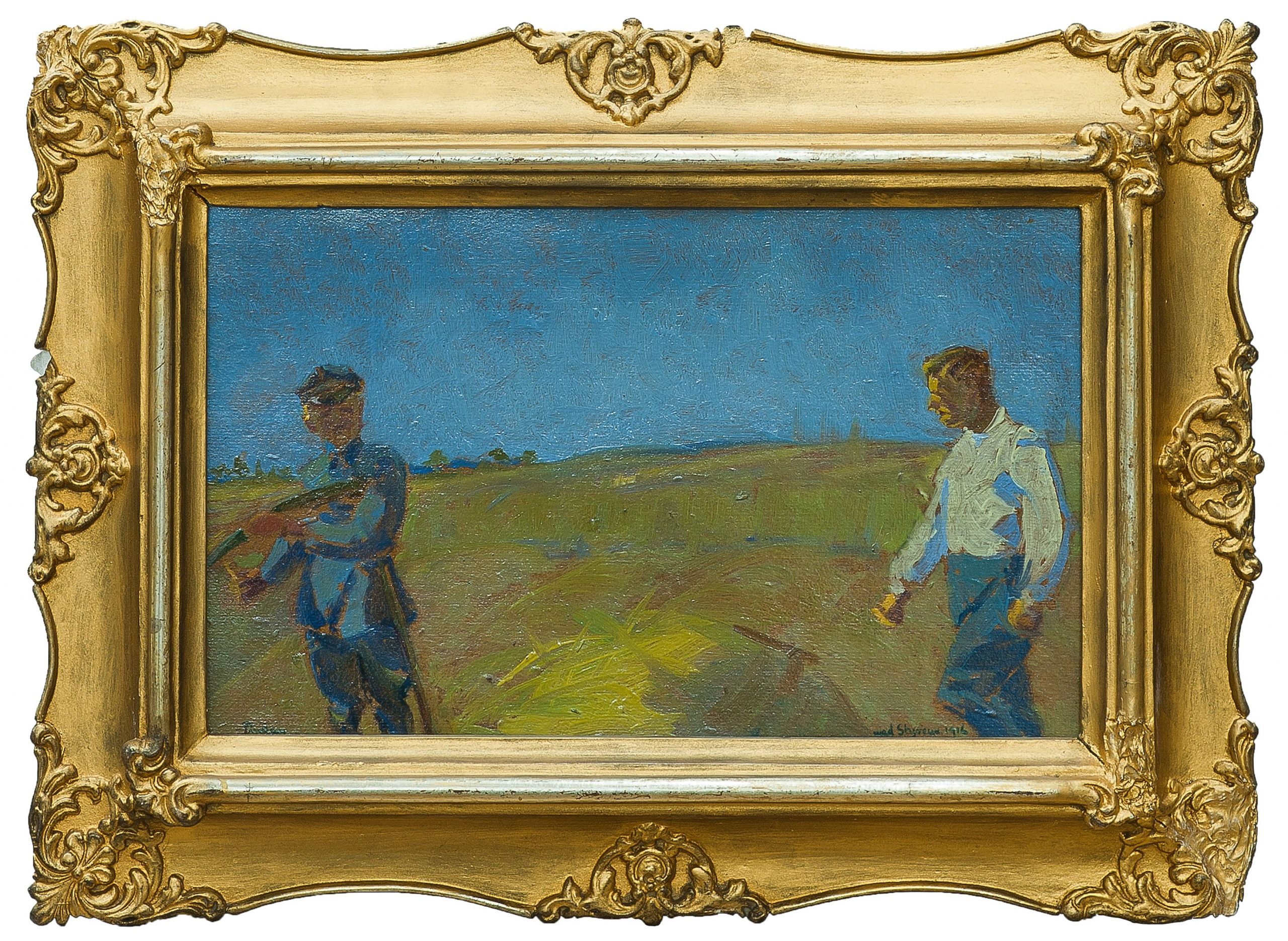 3220 AH autor Ignacy Pinkas, Legioniści Nad Styrem, 1916, olej tektura, 20x32, fot. MSz