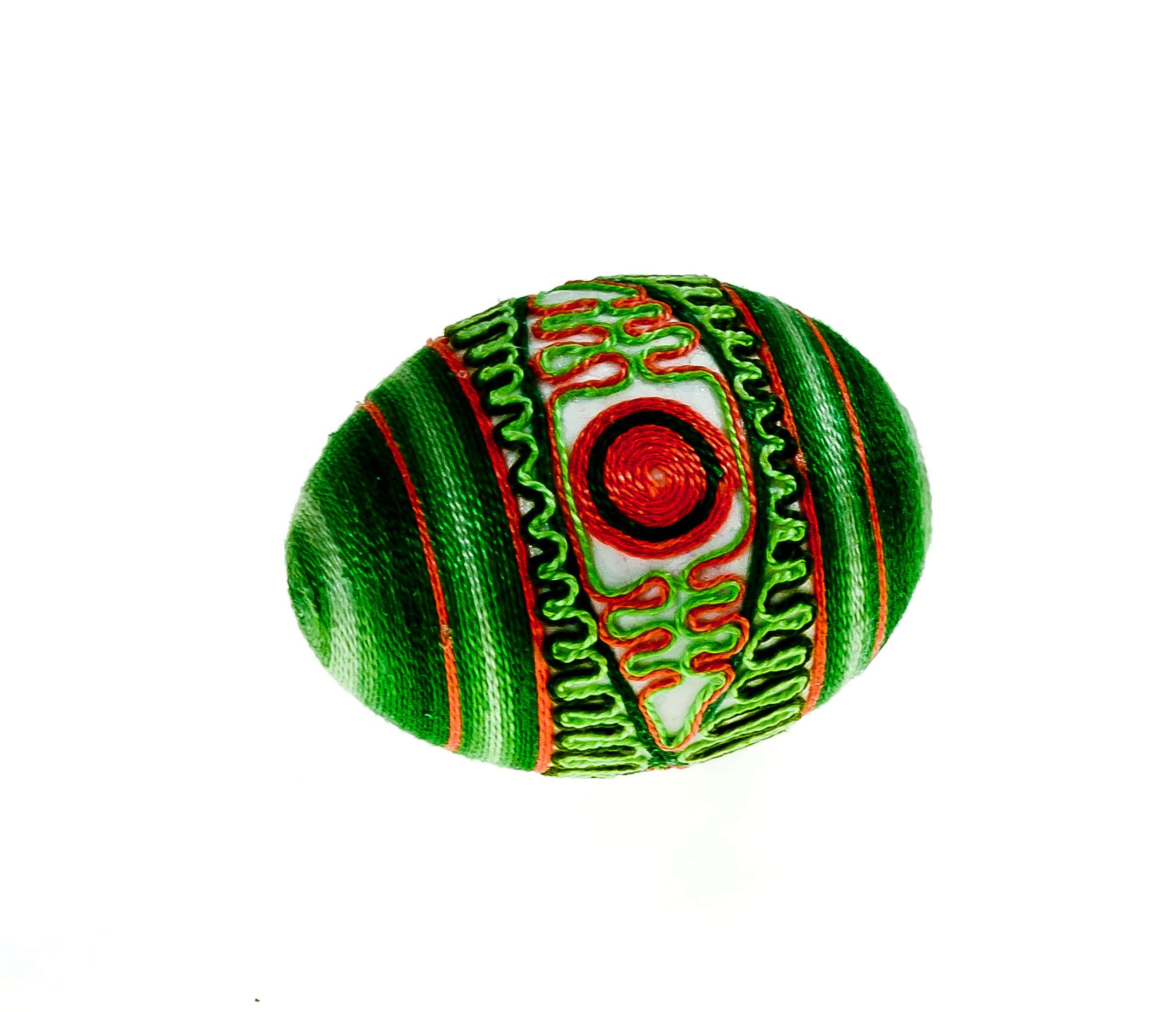 3264 etnografia - pisanka trebiszowska, z ornamentami wykonanymi z moliny, anna strelcowa, trebiszów, 2018 r., wys. 6 cm, szer. 4,5 -min