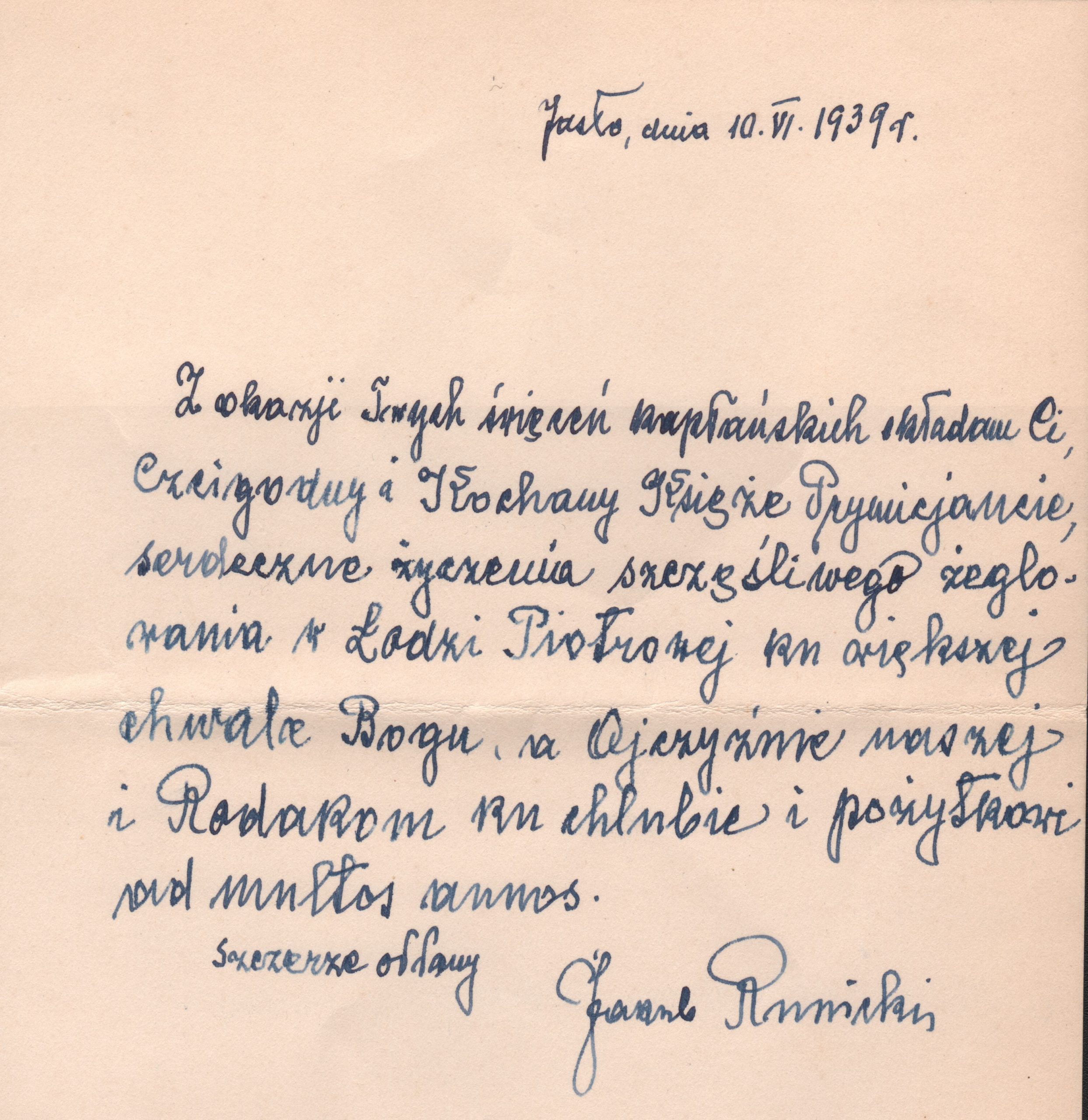 3275 ahsid – list profesora jasielskiego gimnazjum skierowany do ks. franciszka solarza, 1939 r.