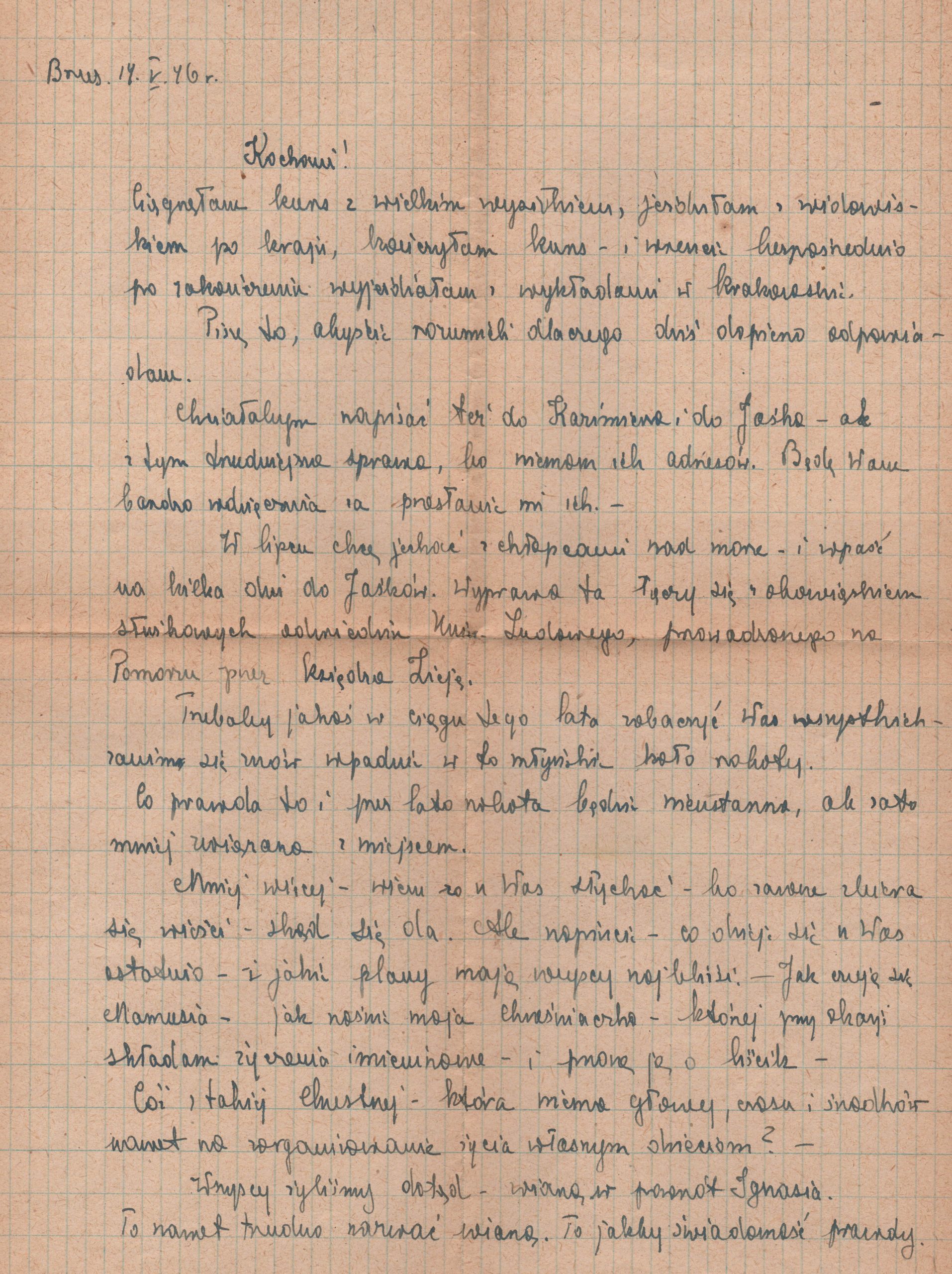3276 ahsid – list zofii solarz do ks. franciszka solarza, 1946 r.