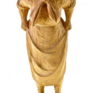 3360 etnografia - spór o miedzę, rzeźba drewniana autorstwa adama rąpały z jasła, 2018 r., wys. 32 cm, szer. 12 cm, gł. 10,5 cm