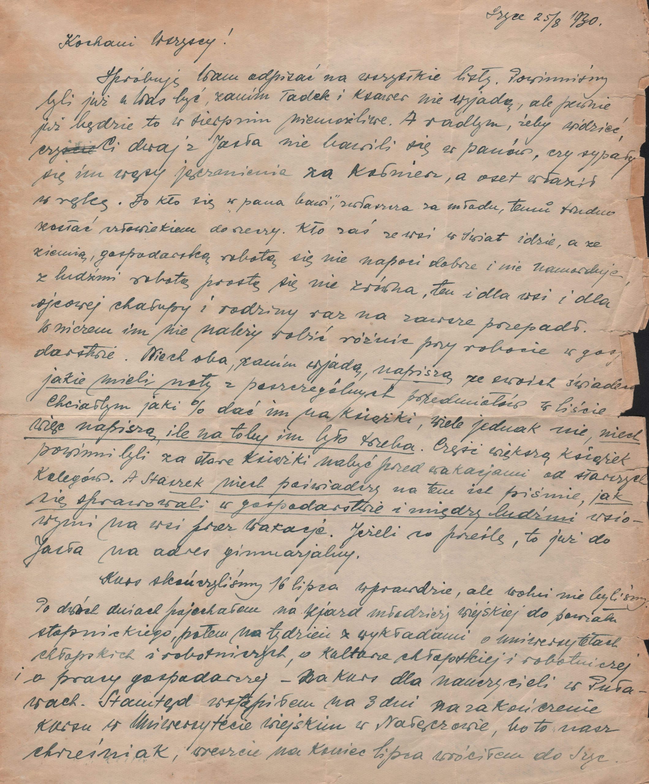 3385 ahsid – list ignacego solarza do rodziny w ołpinach, 1930 r.