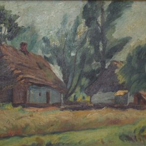 3598 ah, autor st. witowski iskrzyniak, pejzaż wiejski, 1933, olej na płótnie, 31x44,5 cm